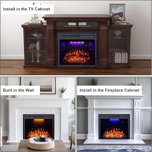Miniatura 8 de Valuxhome Chimenea eléctrica inserto de chimenea eléctrica de 23 pulgadas calentador de chimenea de Navidad con protección contra sobrecalentamiento