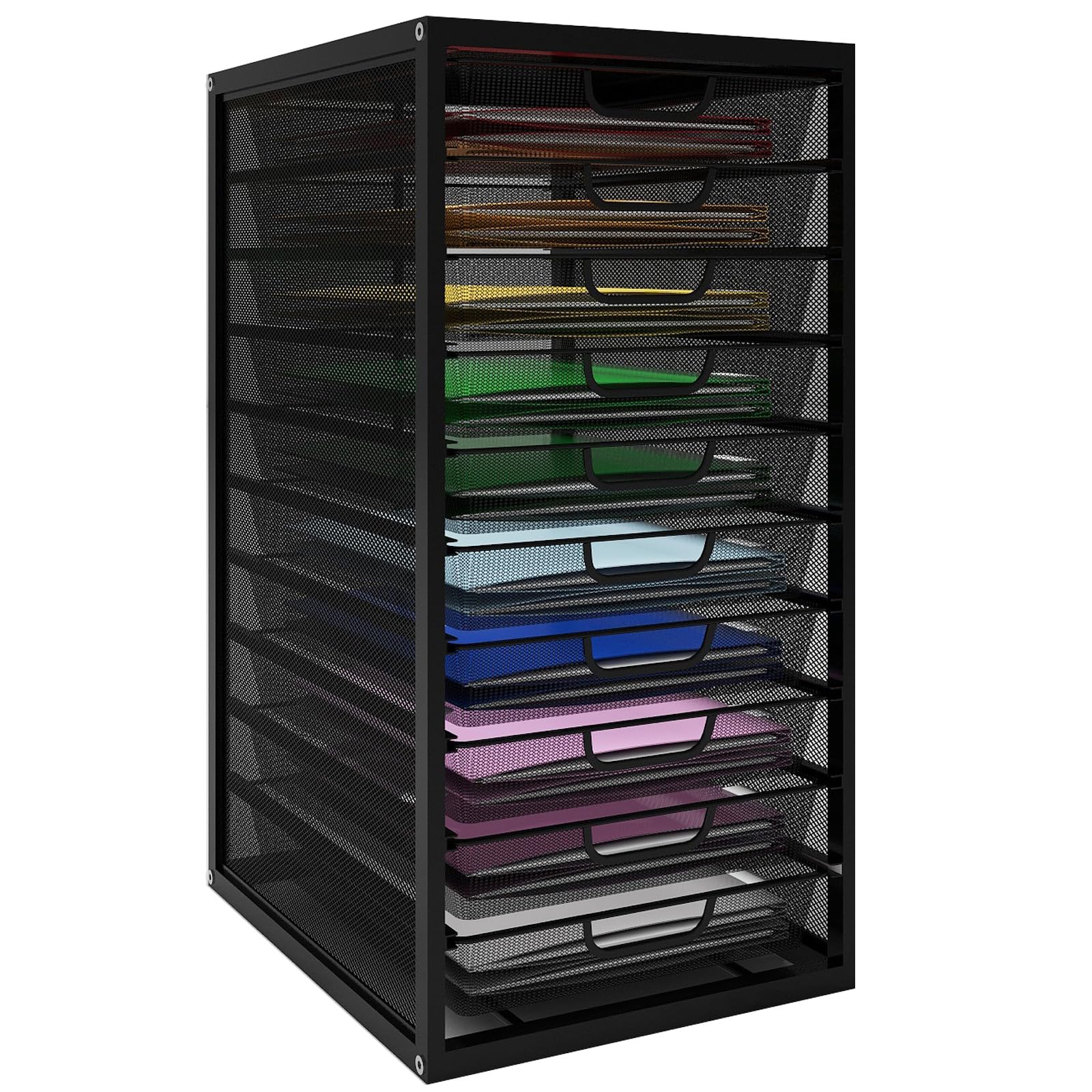 PUNCIA Cajonera con 10 Cajones Organizador Bandeja Oficina de Documentos A4 | Archivador Metálico de Papel Clasificador para Escritorio Almacenamiento Metal Caja de Almacenamiento Material de Oficina