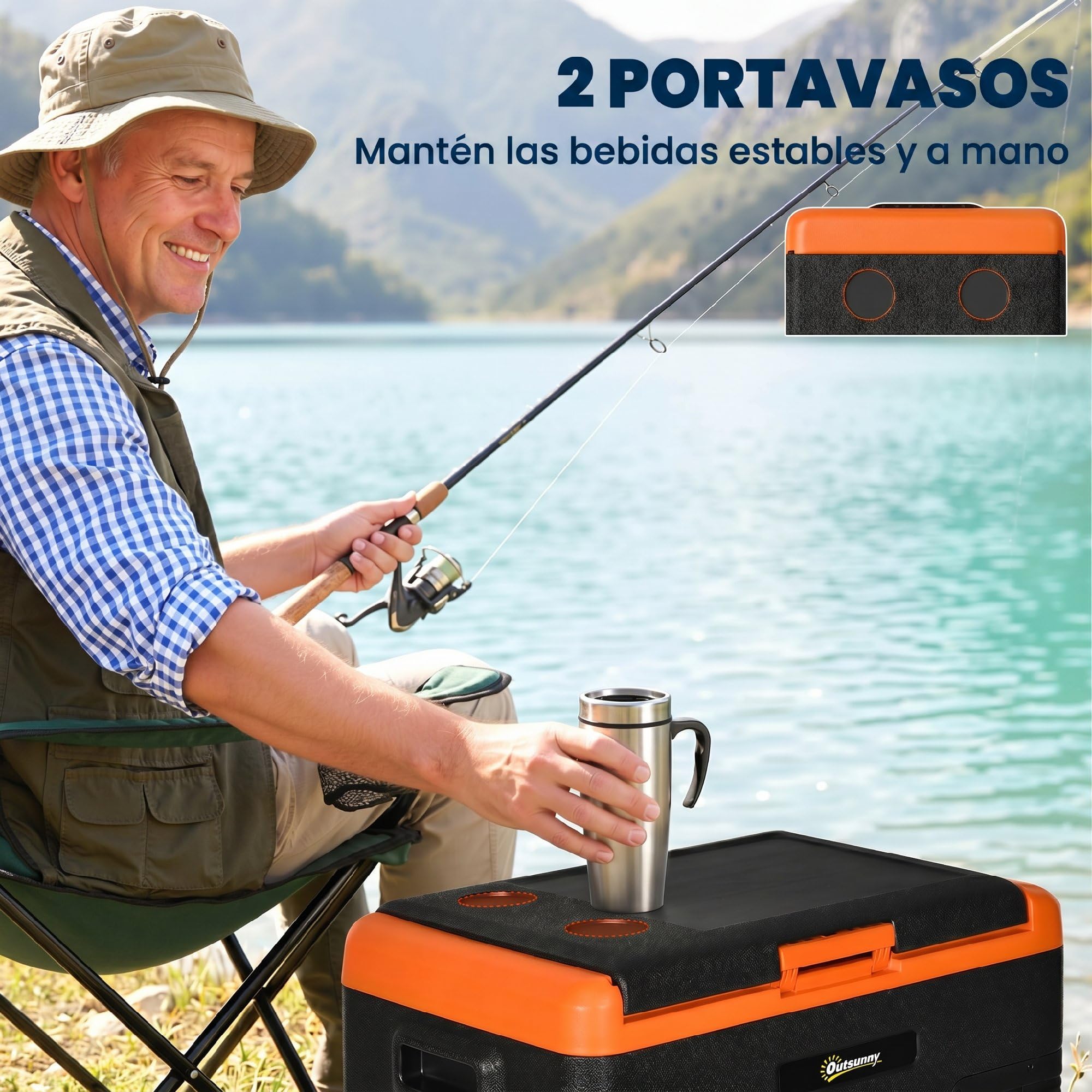 Outsunny Nevera Portátil Eléctrica 40L Refrigerador de Coche 12V/24/240V hasta -20℃ Mini Frigorífico con Compresor Pantalla LED Táctil para Hogar Camping Viajes Automóvil Barco 58,7x36,5x43,8 cm Negro