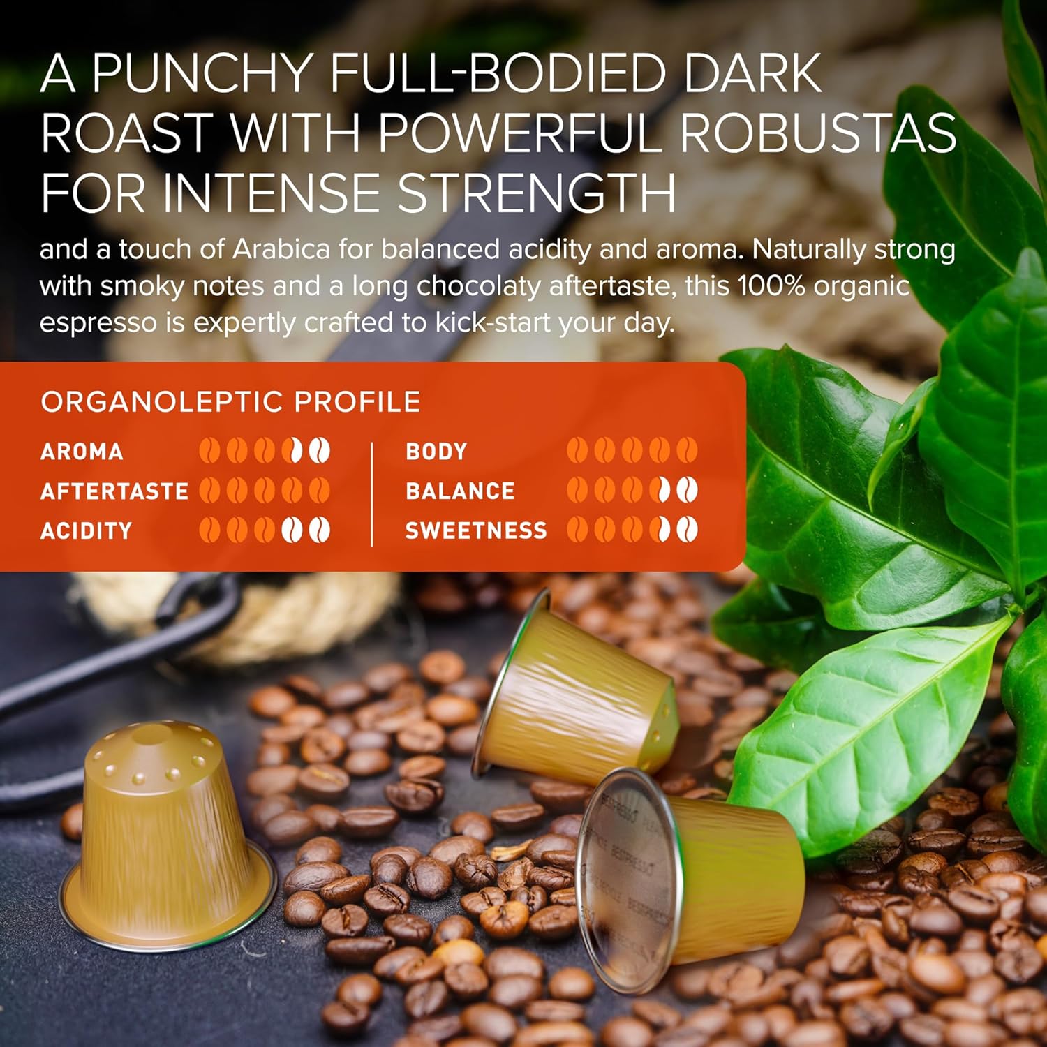 Organic USDA Bestpresso Coffee Aluminum Espresso Pods For Nespresso Original Machine 120 Pack (Naturally Strong)