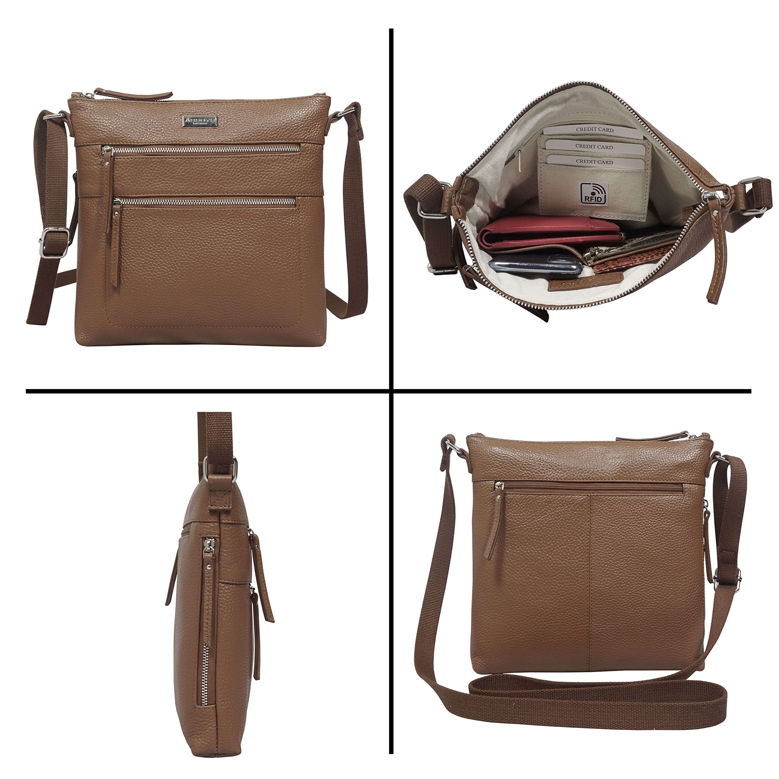 ASSOTS Crossbody Bags for Women – Real Leather Sling with Multiple Pockets and Adjustable Strap – Perfect for Daily Use and Gifting