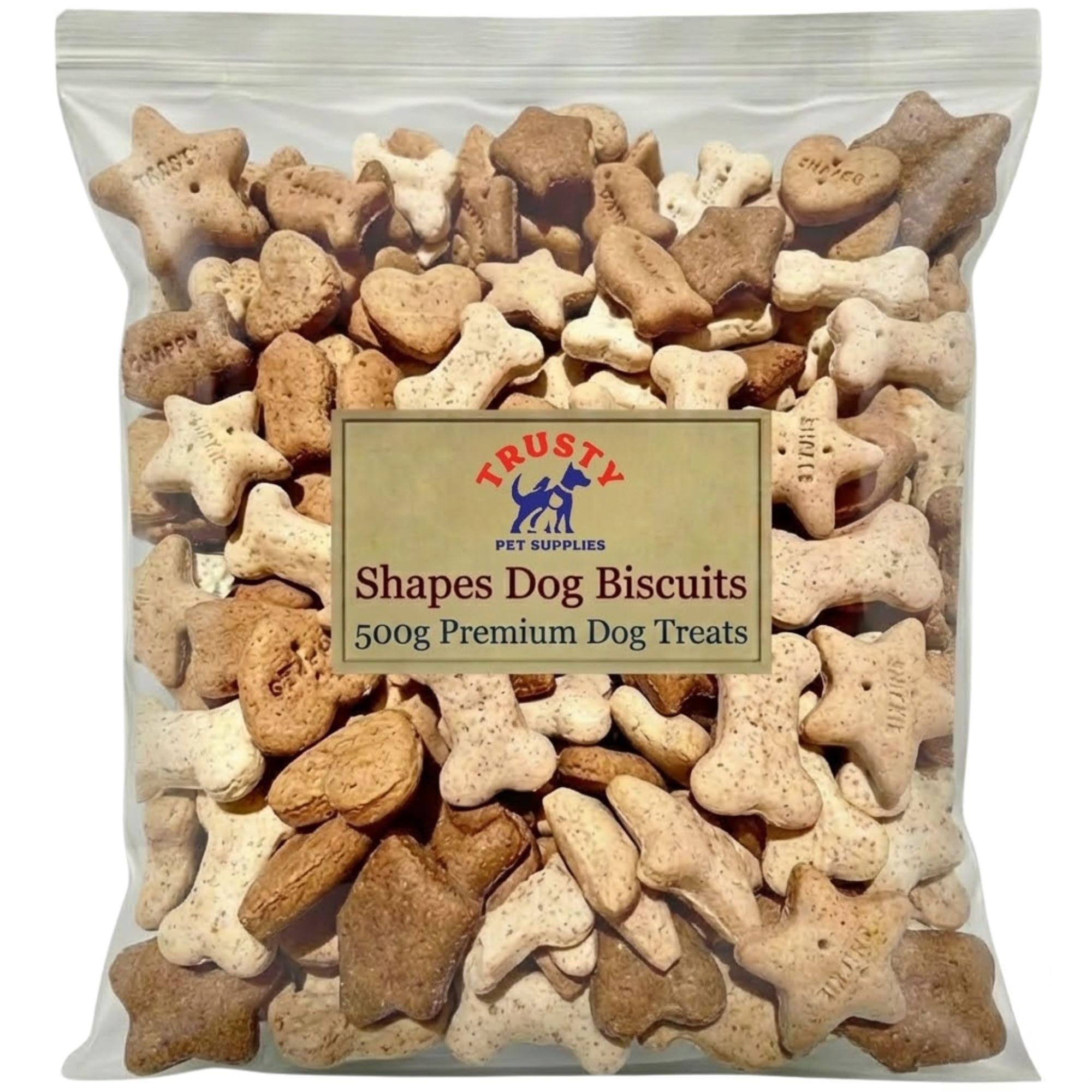 Shapes Dog Biscuits 500g | Dog Biscuits Variety Pack | Snacks & Training Treats for Dogs | Dog Treats for Small, Medium & Large Dogs | By Trusty Pet Supplies