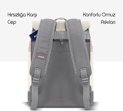 Mack Zen Eco MCE-1305 Sırt Çantası - Macbook Çantası, Hırsızlığa Karşı Koruma, Küçük, Mini, 13-14 inç Laptop, Günlük ve İş Kullanımı, Şık Tasarım, Üniversite ve Okul İçin, Bej
