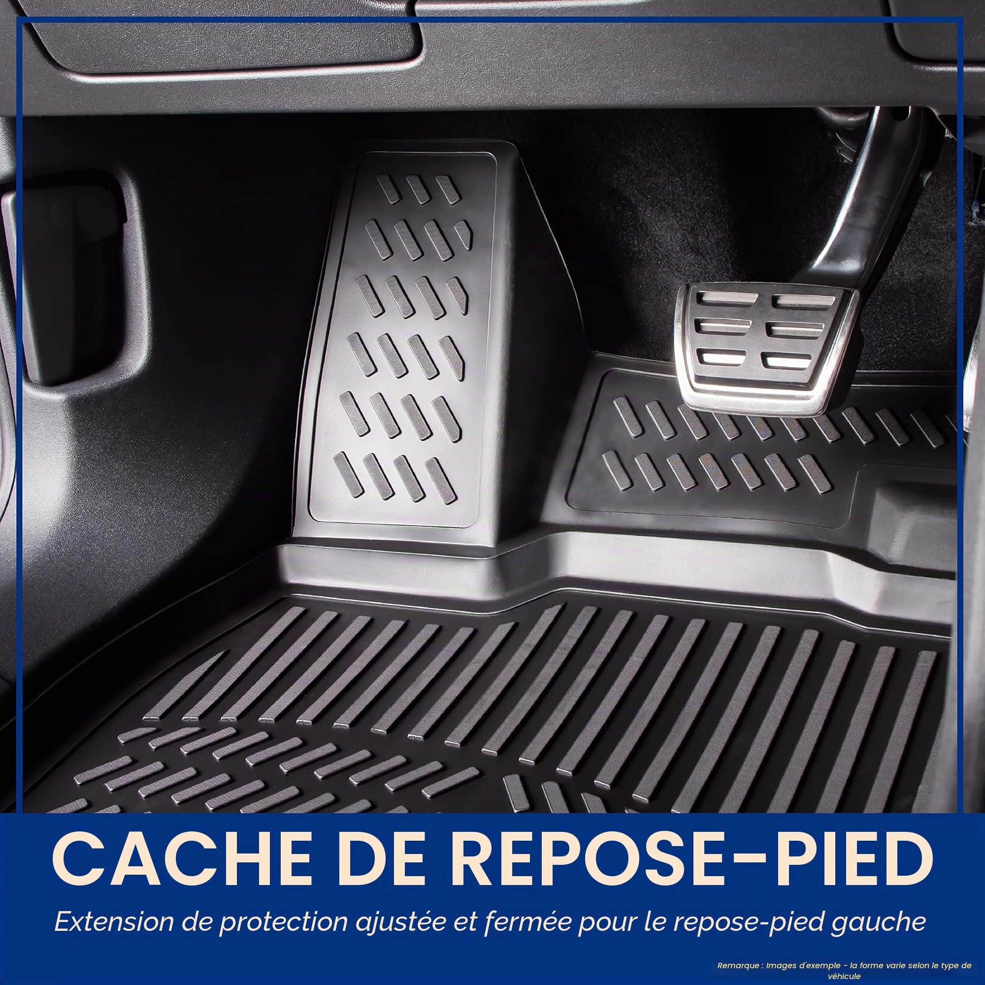 Lot de tapis en caoutchouc design 3D pour Dacia SANDERO III à partir de 2021 | Bord extra haut de 5 cm