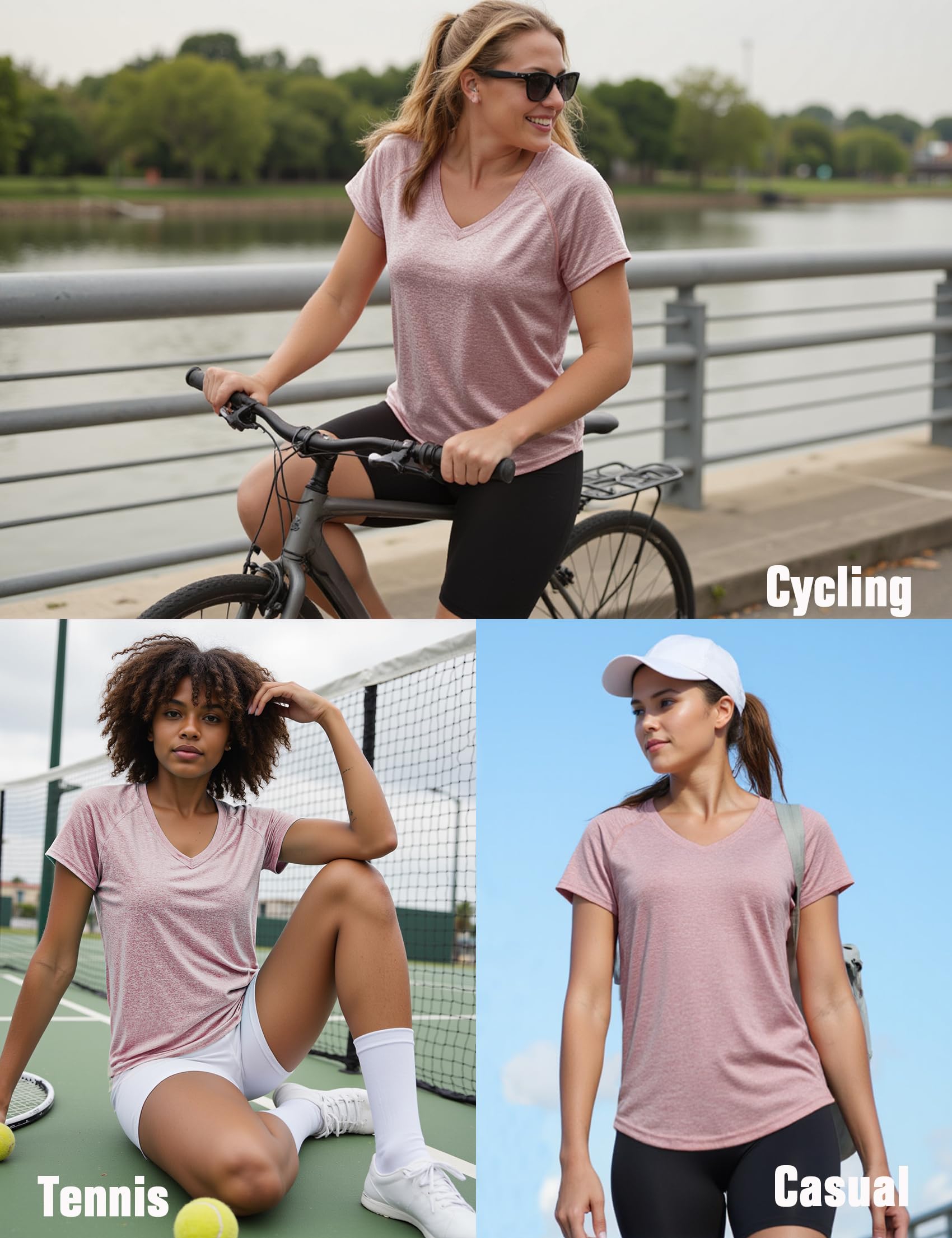 Wayleb Camiseta Deportivo Mujer Camiseta de Manga Corta Camiseta Holgada de Secado Rápido Camisetas de Malla Mujer Yoga Fitness Top Ropa Deportiva Entrenamiento Atlético — view 6