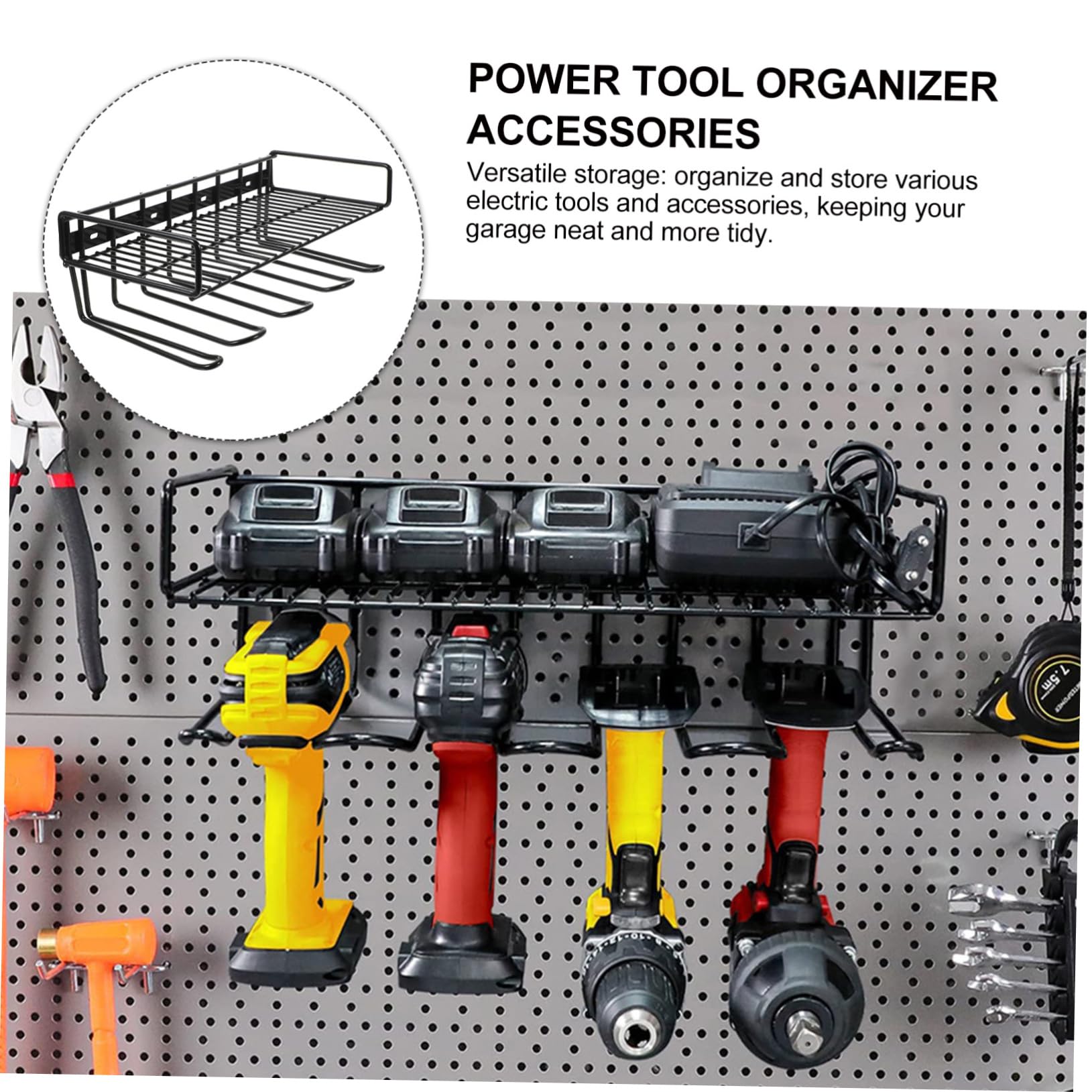 Cabilock Soporte de Almacenamiento para Herramientas de Pared de Metal Organizador de Taller con Espacio Diseño Espacio y Alta Capacidad de Carga para Herramientas Eléctricas