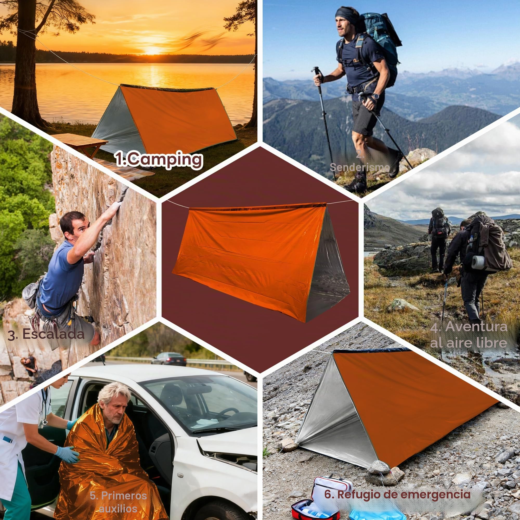 Deecam Tienda de Emergencia, Refugio Térmico de Rescate con Manta Térmica, Tienda Plegable de Supervivencia para Aventuras de Camping y Senderismo al Aire Libre