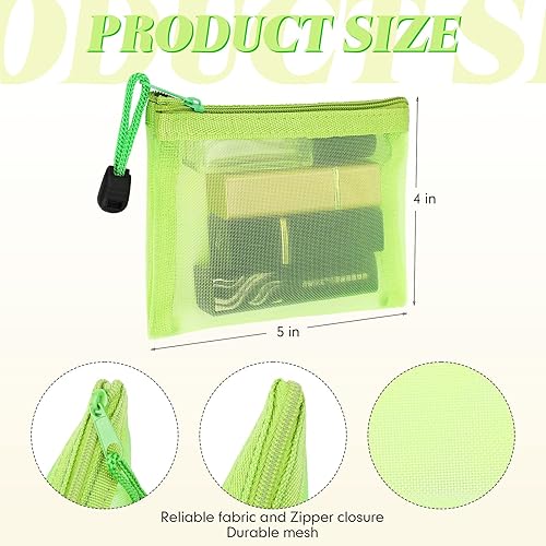 Miniatura 2 de Jexine 24 mini bolsas de malla con cremallera para lápiz labial, organizador de accesorios cosméticos, bolsa de maquillaje de nailon, bolsa pequeña