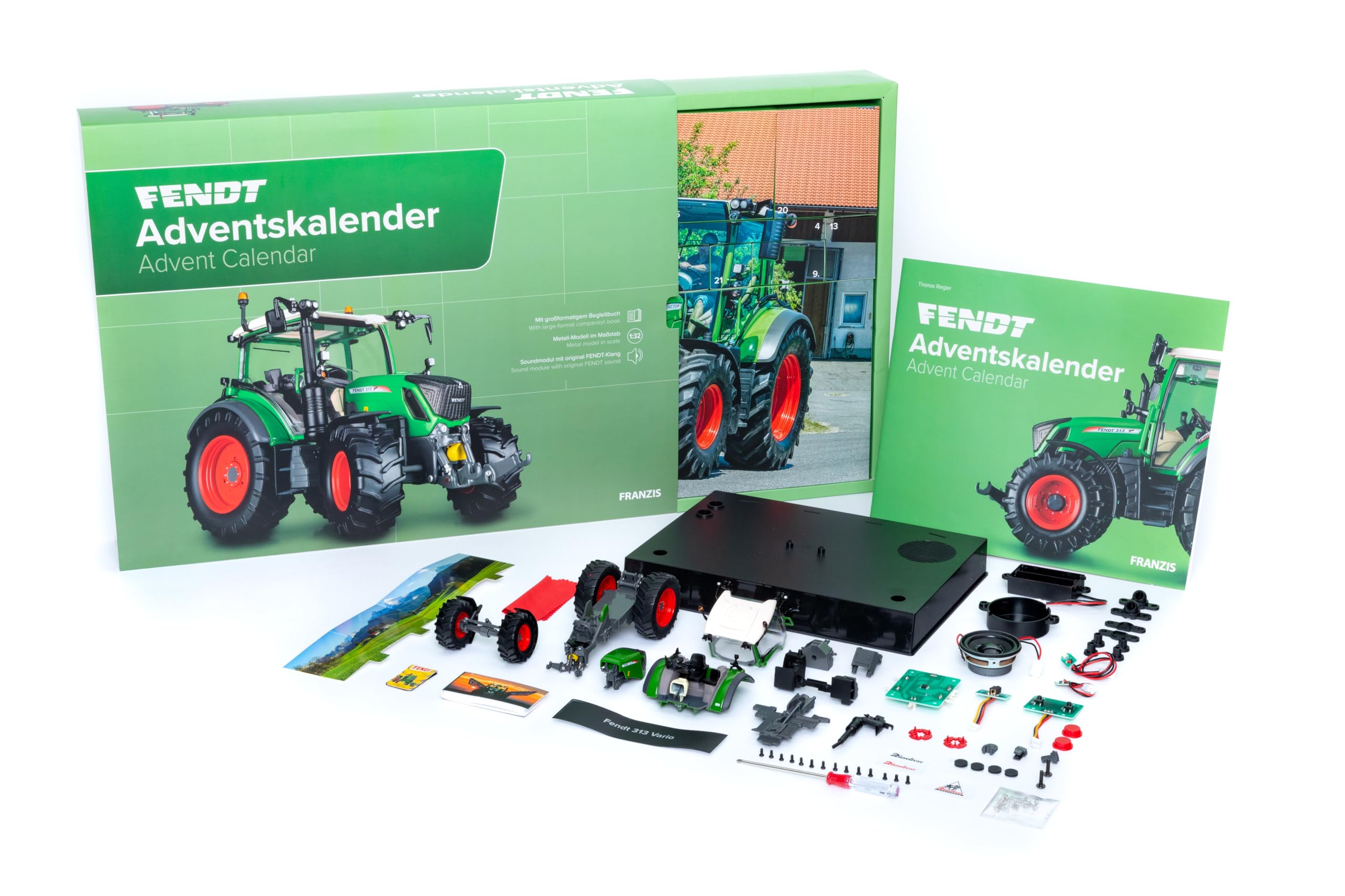 FRANZIS 67231 - Fendt Vario 313 Traktor Adventskalender, Modellbausatz 1:32
