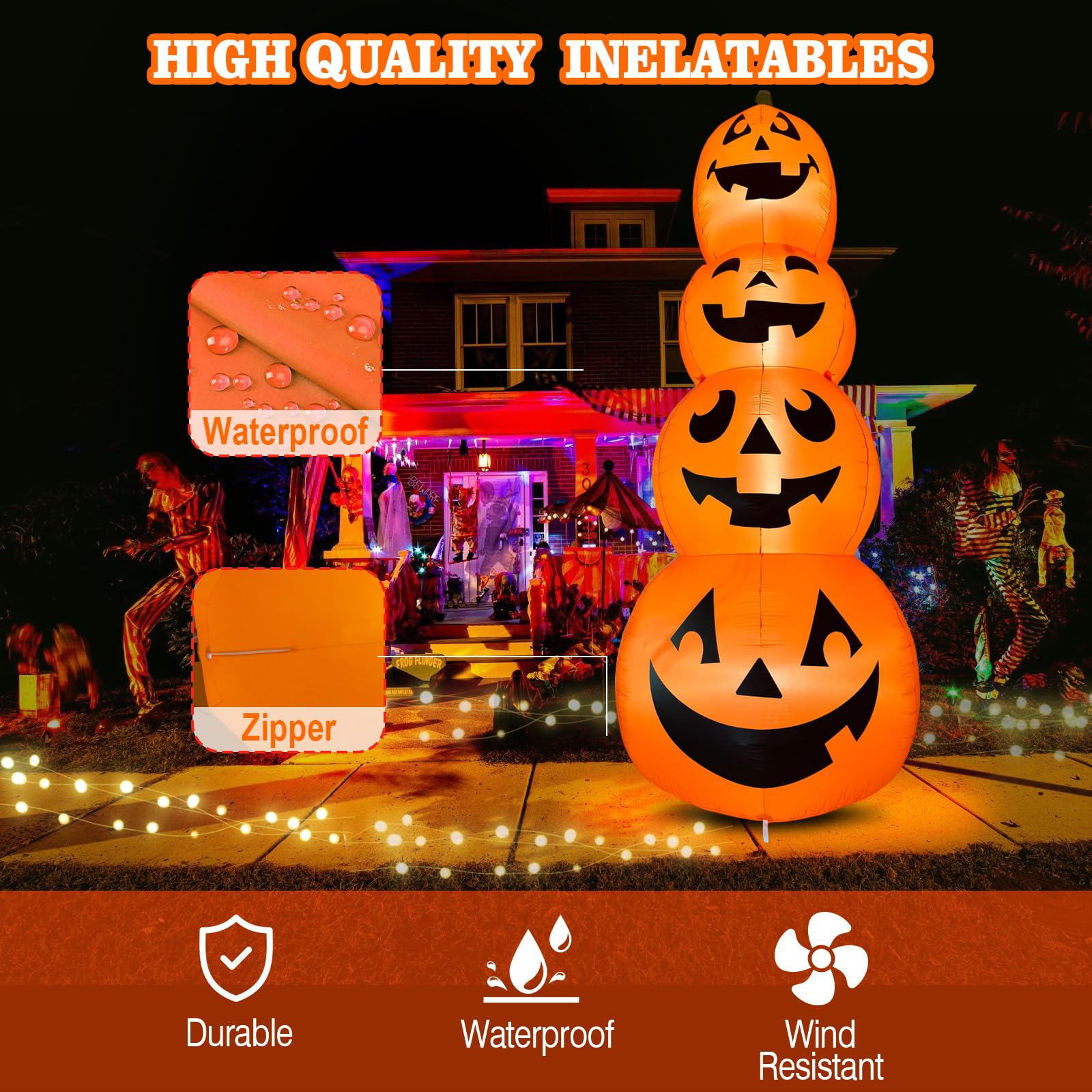 Decorazione gonfiabile gonfiabile della pila della zucca di Halloween