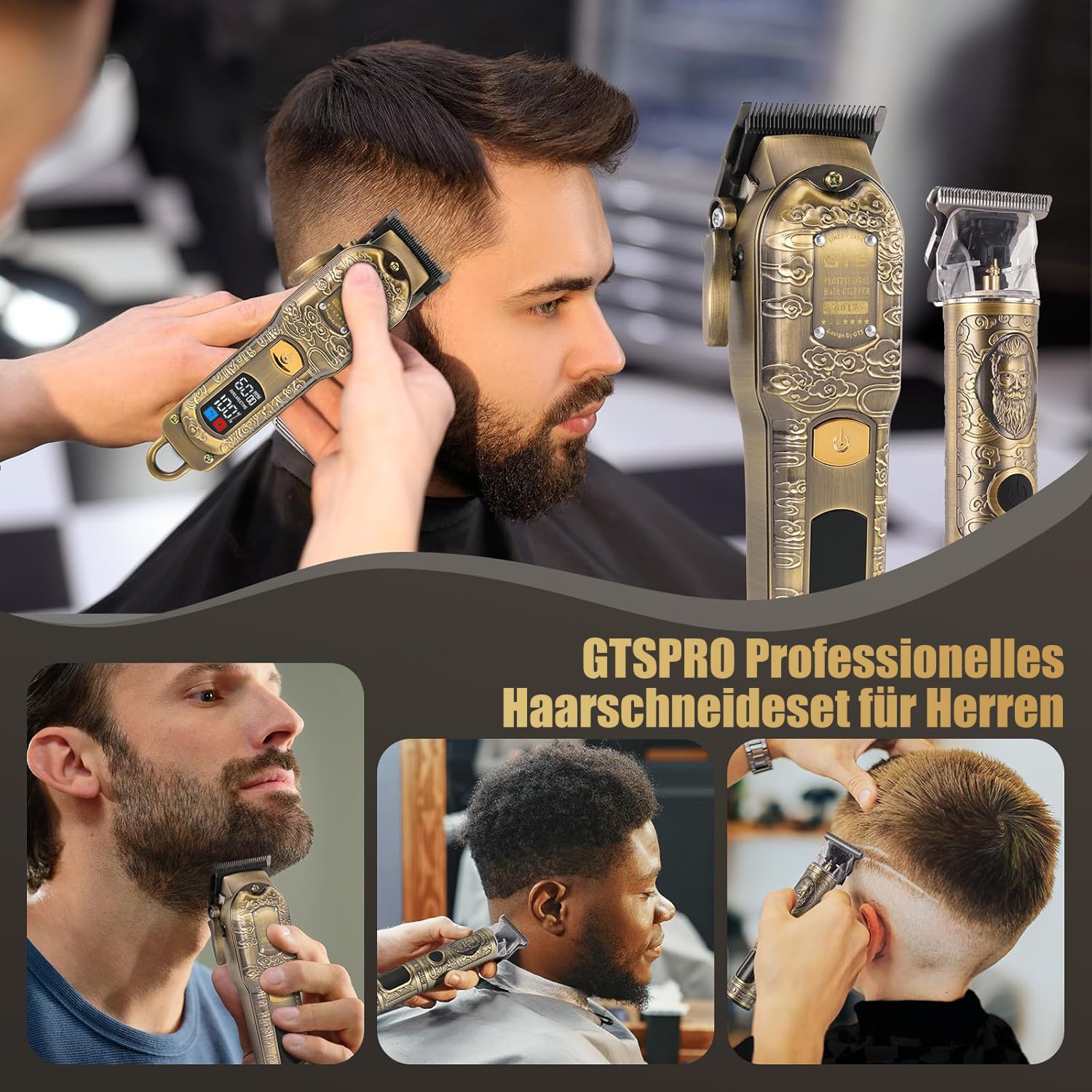 Haarschneidemaschine & Barttrimmer für Männer Profi-Haarschneider (Bronze)
