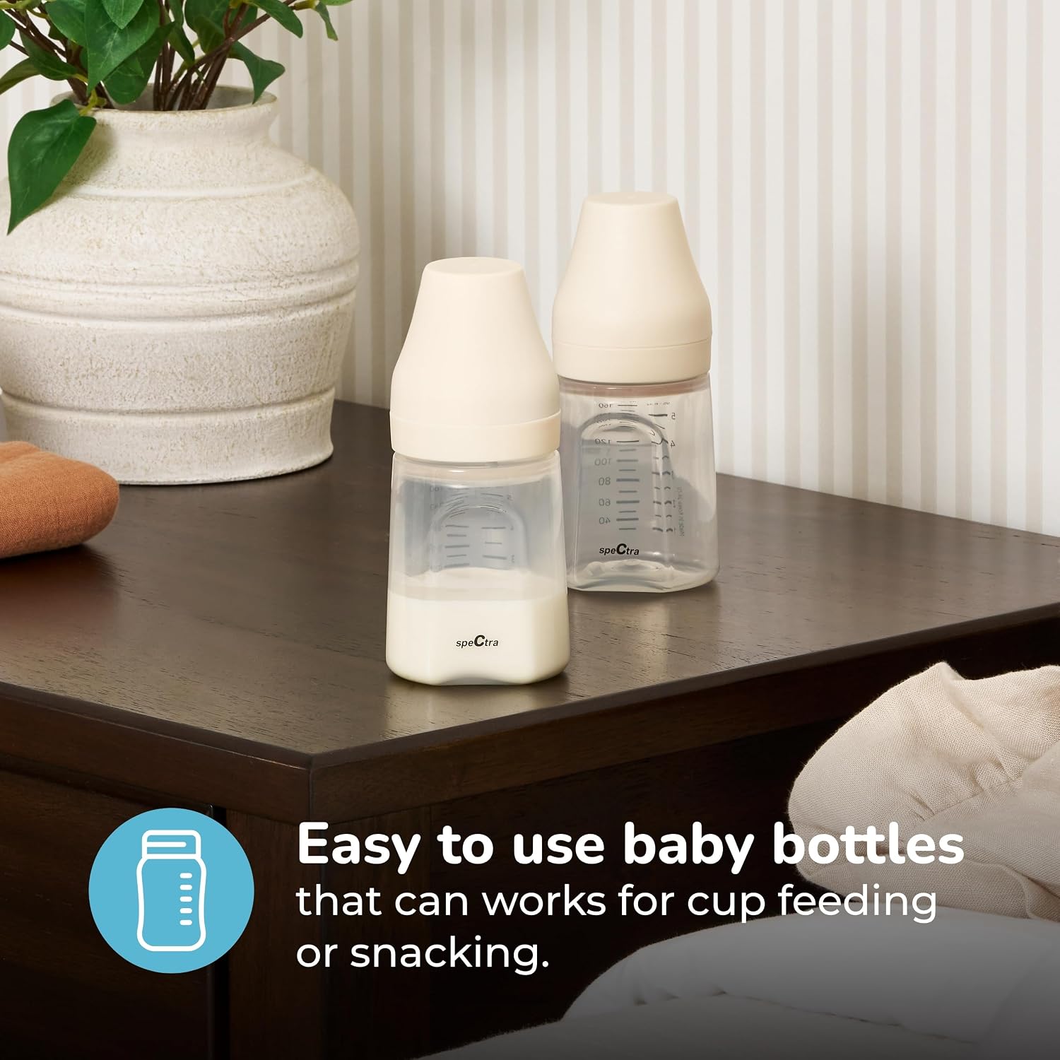 Spectra Baby Wide Neck Baby Bottles for Breast Milk, Pack of 2