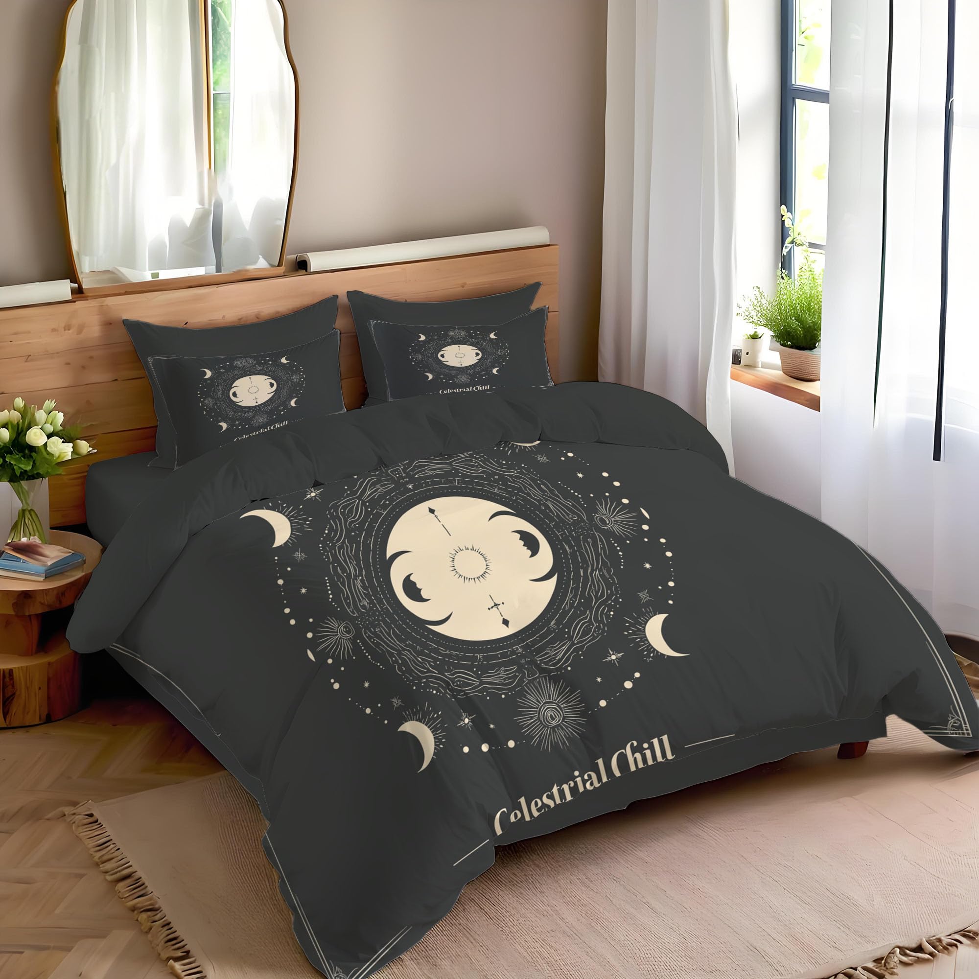 Parure de lit gris foncé univers et finitions de qualité