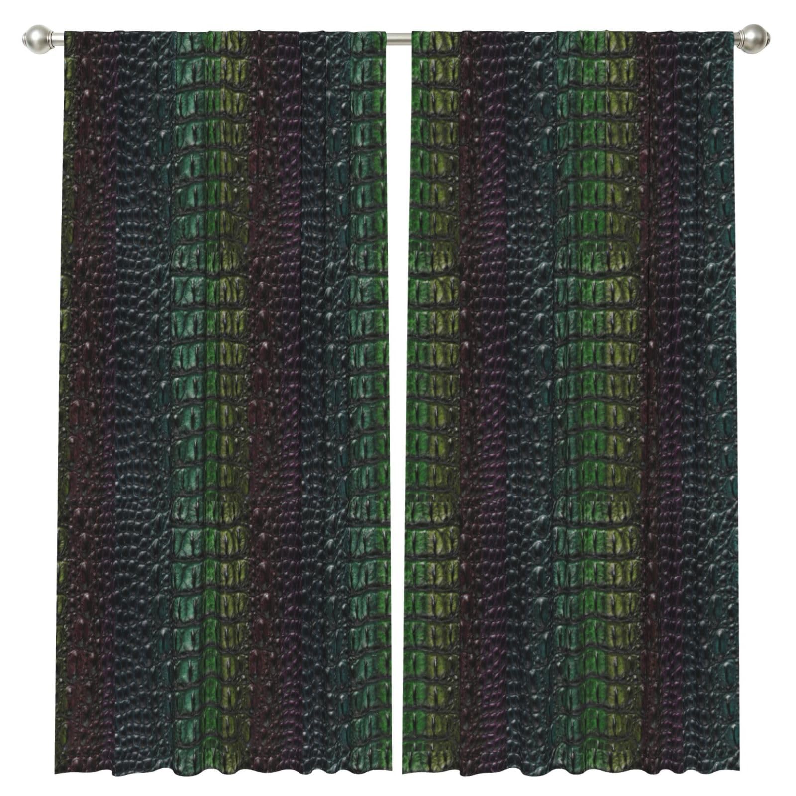 InOmak Freshwater Crocodile Bone Skin Animal, 2 Panels Window Curtains 52 x 84 Inch Blackout Curtains for Living Room Bedroom