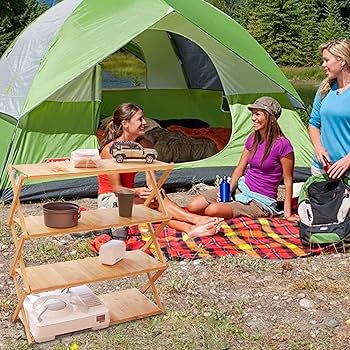 Amazon.co.jp: キッチン棚、折りたたみ式多層キャンプキッチン棚