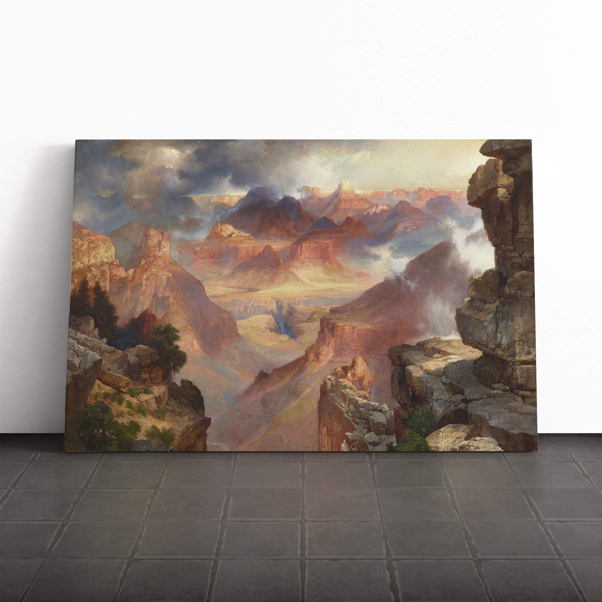 Thomas Moran Rocky Landscape Canvas Print | Gallery Wrapped 30mm Frame Wall Art | 24x16 inches | Ready to Hang | Modern Landscape Picture | Living Room Bedroom Lounge Office