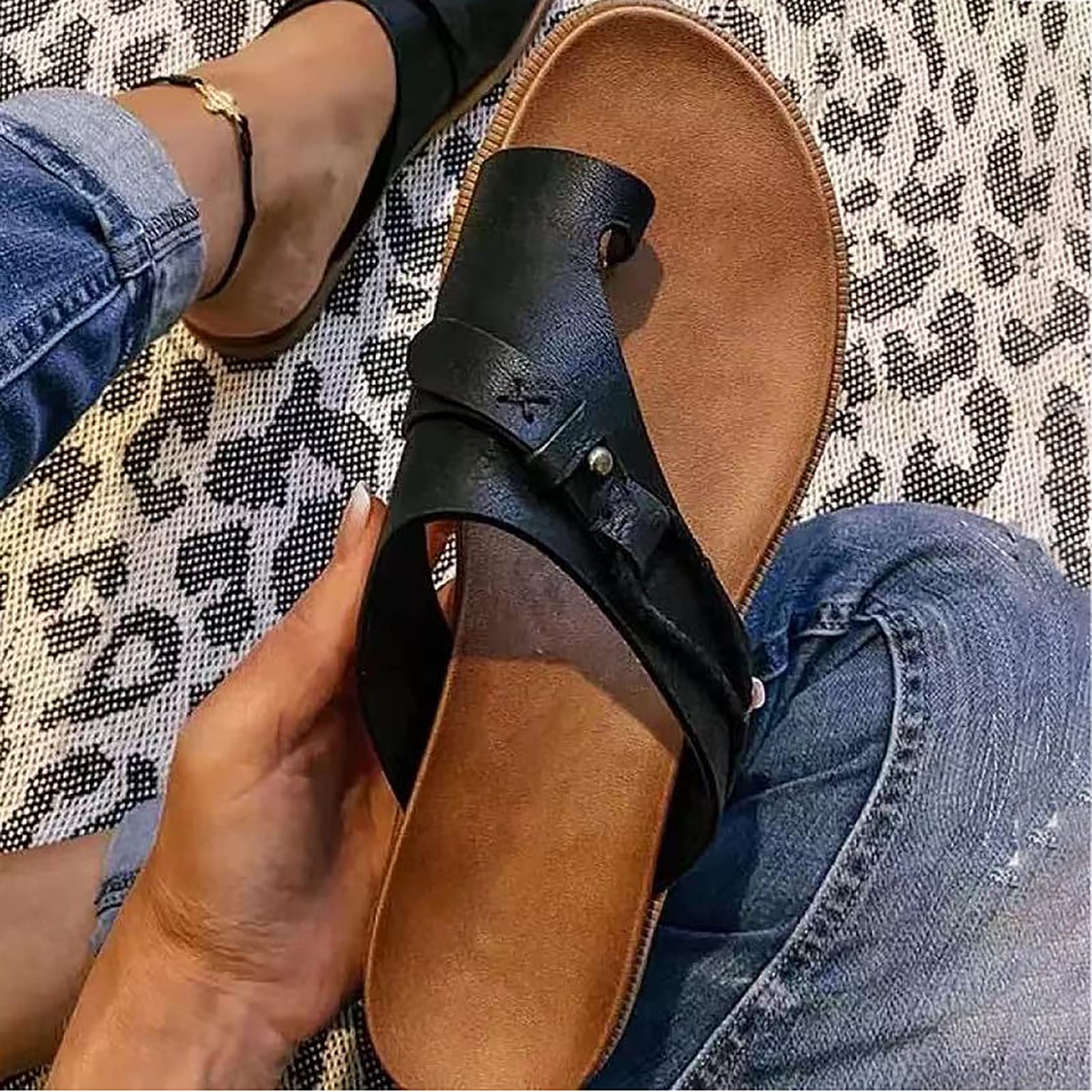 XTYD Women Correction Bunion Sandals Open Toe Sandals Ladies Corrector  Orthopedic Orthotic Shoes Summere Ladies Platform Beach,Black,40EU