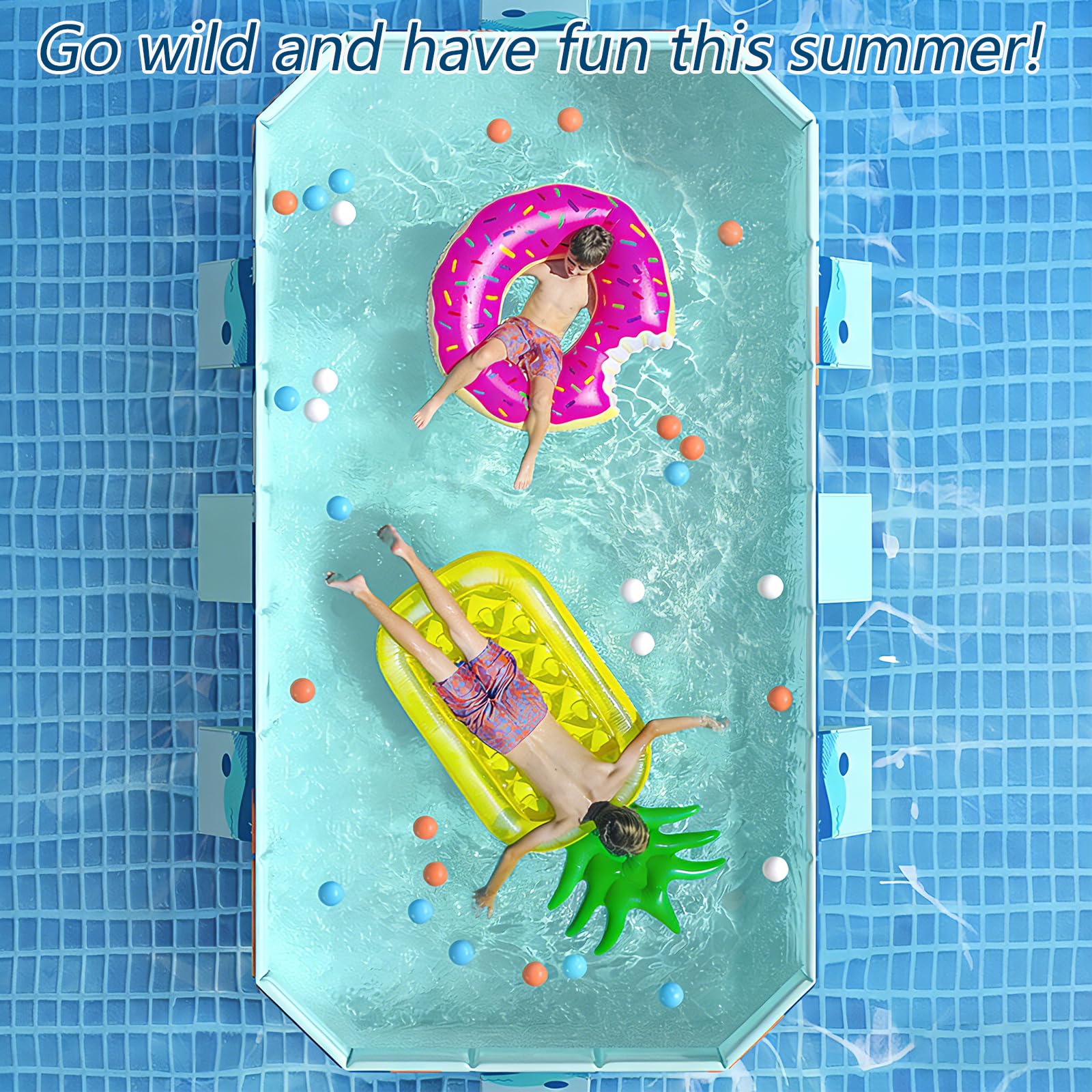 Grande piscina pieghevole, in plastica dura, non gonfiabile, piscina esterna portatile per cortile, attività acquatiche da giardino, 2,6 m, divertimento in famiglia