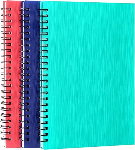 Miniatura 1 de Paquete de 3 cuadernos en espiral A5 cuaderno encuadernado en espiral 5 x 7 de plástico de tapa dura en espiral cuaderno de espiral pequeño a rayas