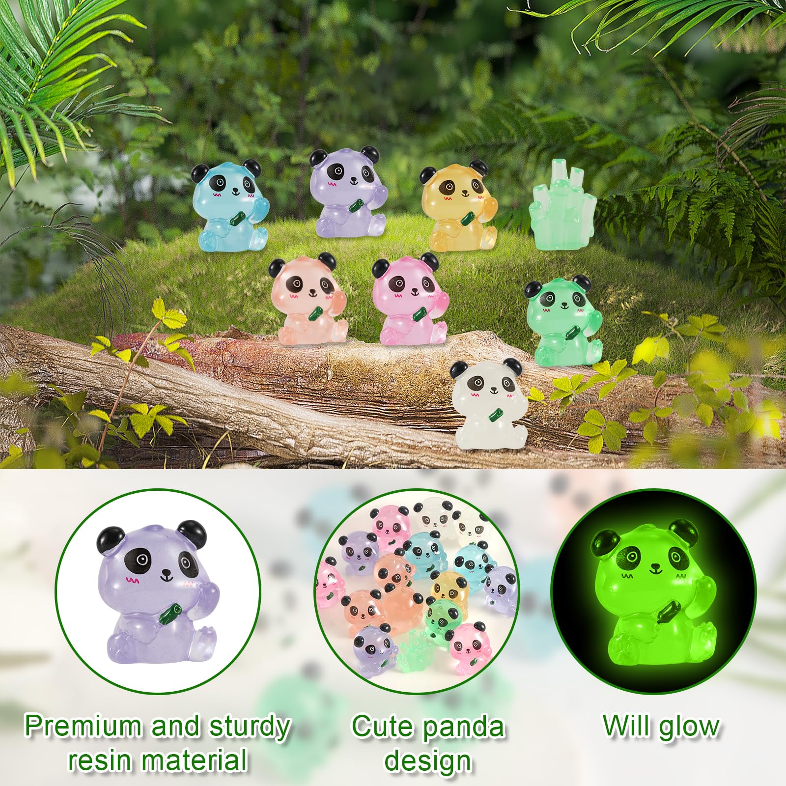 35pcs Luminous Mini Pandas & 5pcs Bamboos - Image 4