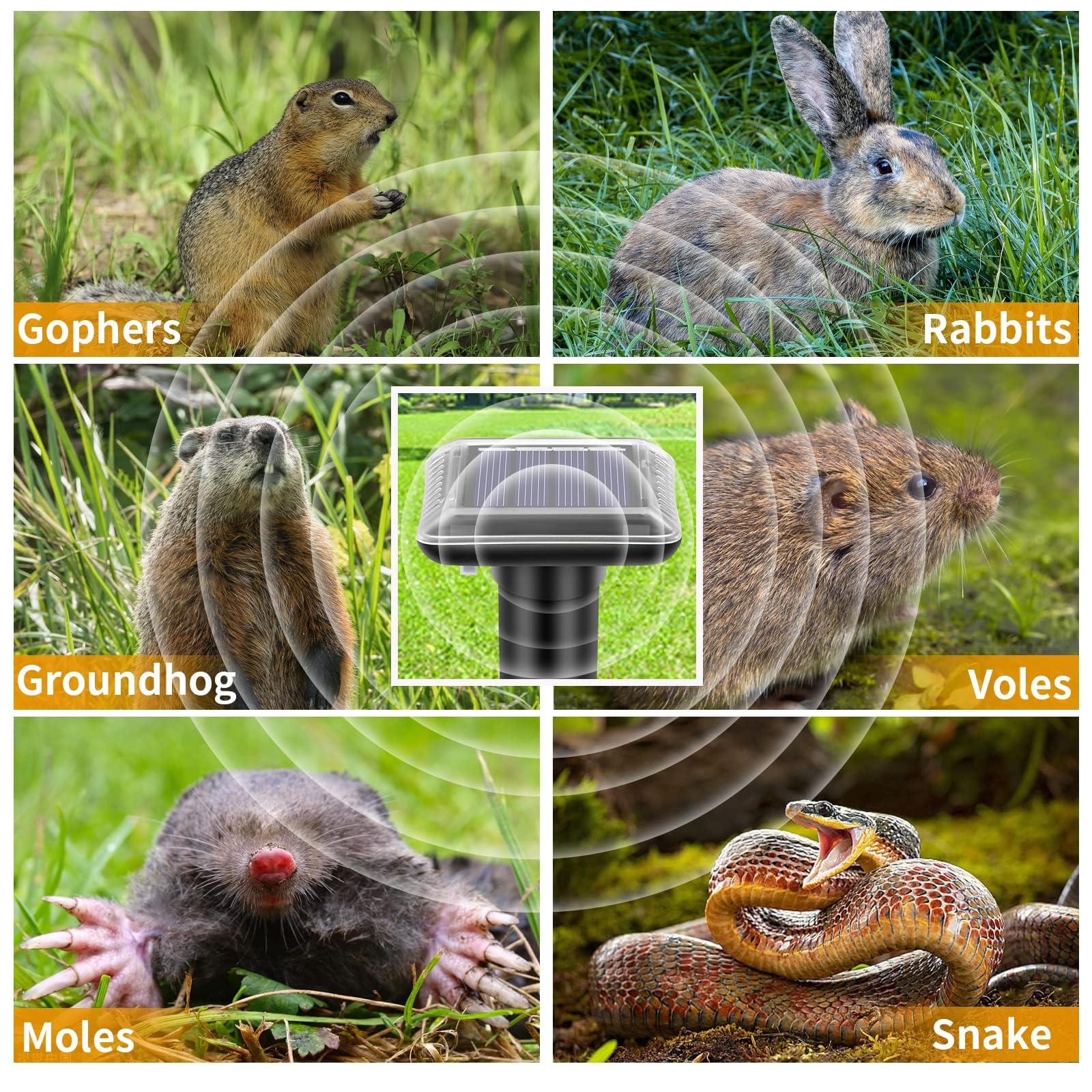 Repellente solare per talpe, a ultrasuoni, 4 pezzi, picchetto a ultrasuoni per talpe, serpenti, arvicole, gopher e altri repellenti