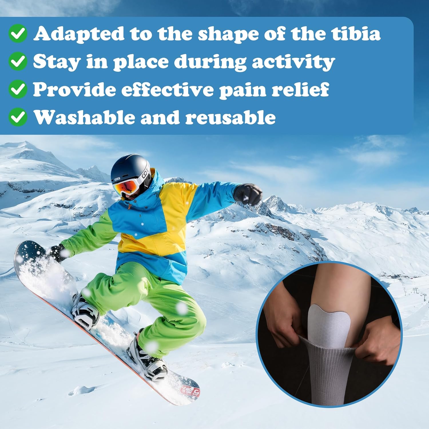 2Pcs/4Pcs Ski Guards Gel Pads, 6 x 4 Inch Snowboard Shin Pads, Reusable Ski Shin Protector Pad for Ski Boot Liner Reducing Pressure - Image 5
