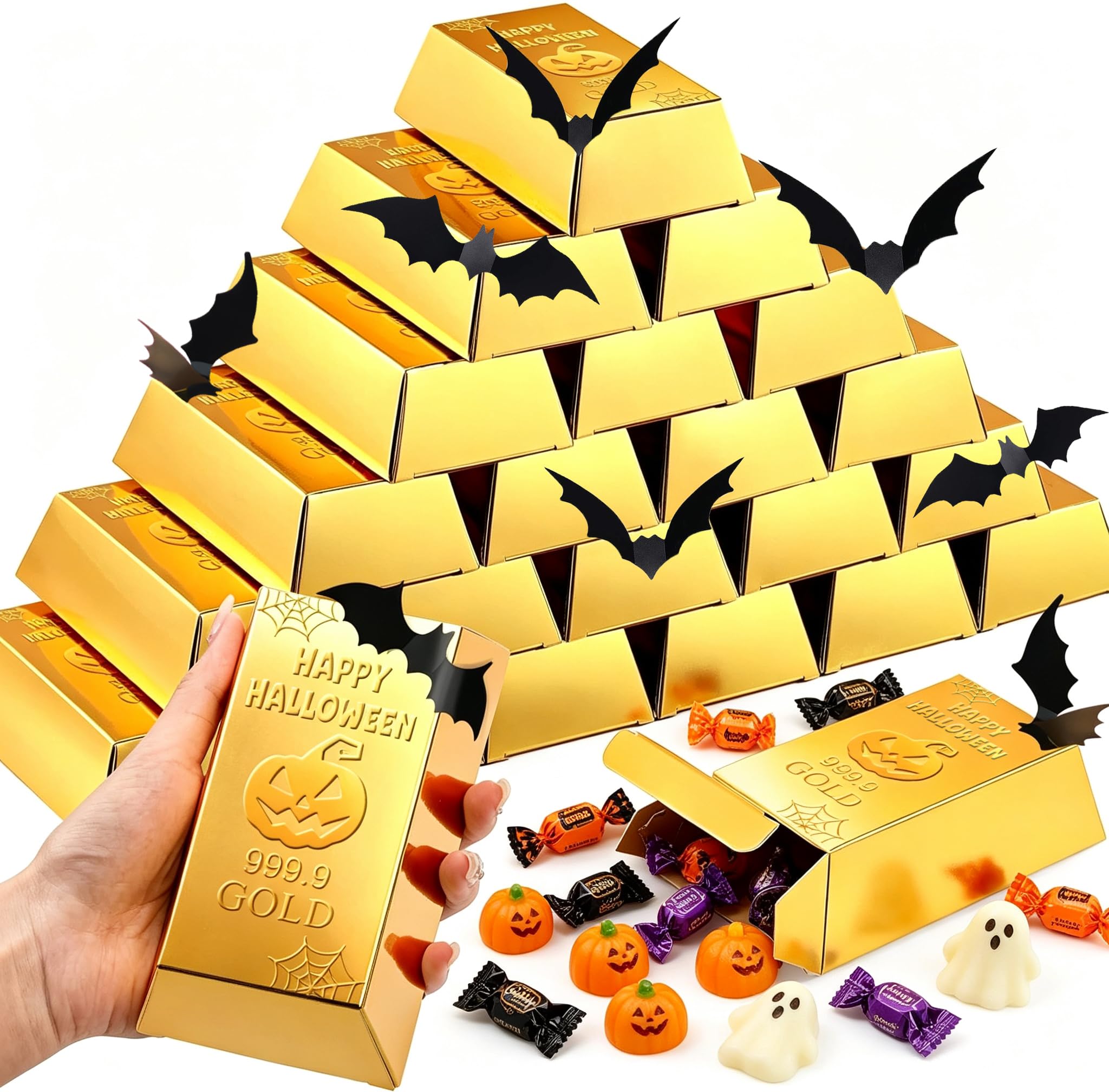 Halloween Decoration&Sweet Box in Gold,Ideal for Halloween Party