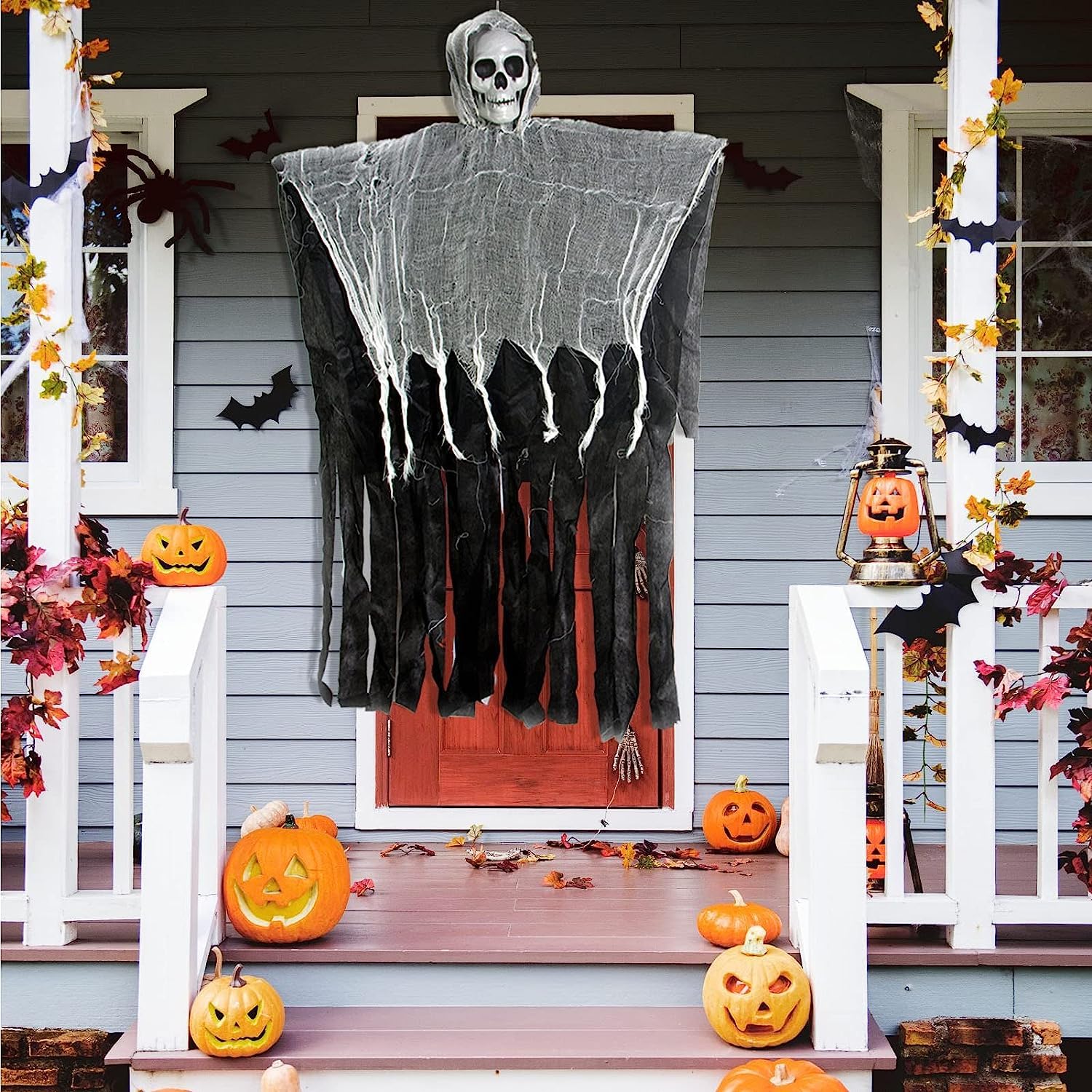 Rideau Décoratif Halloween Fantôme Suspendu - 3.5 Mètres, PVC Et Tissu - Pour Porte, Couloir Ou Jardin
