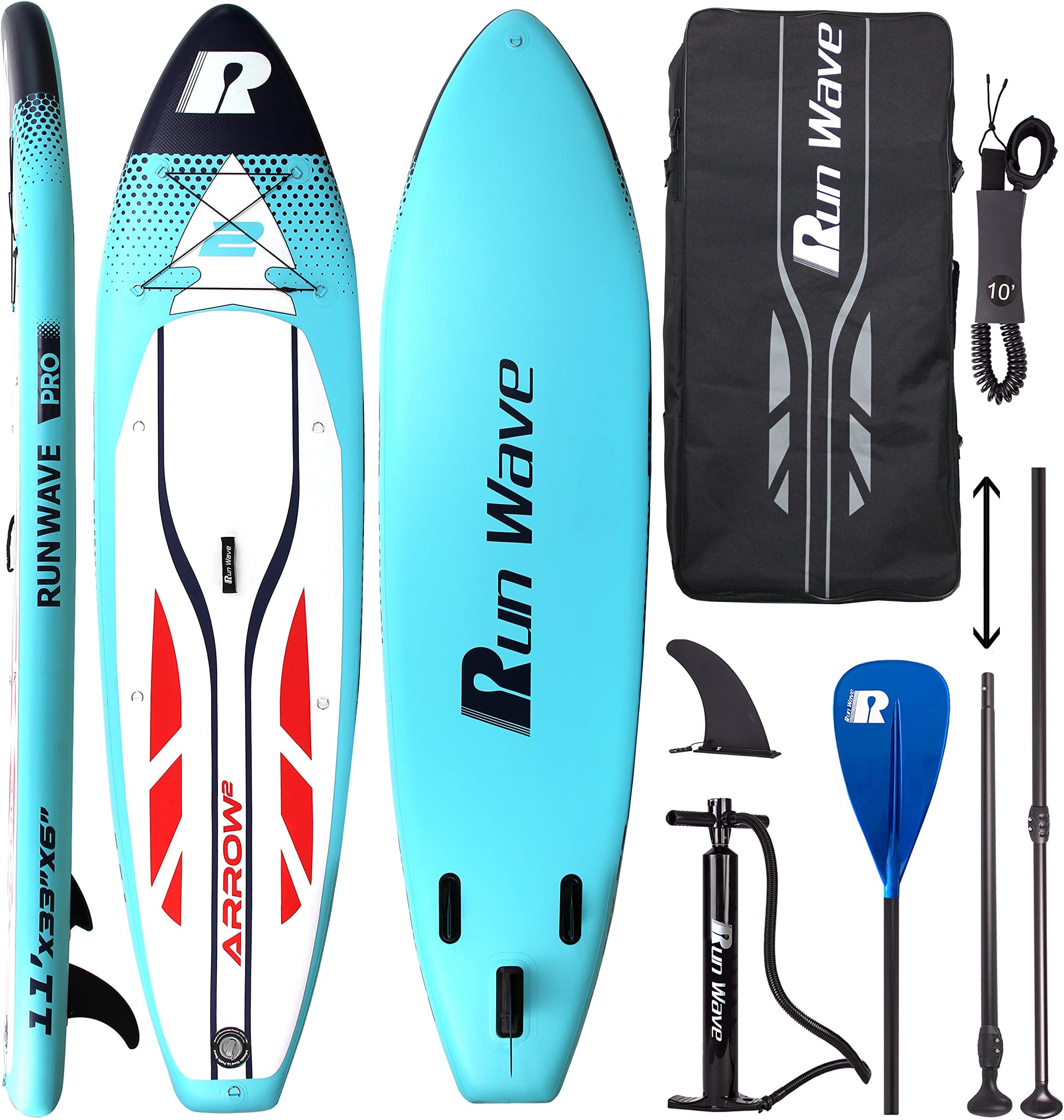 Runwave Inflatable Stand Up Paddle Board Non-Slip Deck with Premium SUP Accessories | Wide Stance, Bottom Fins for Surfing Control | Youth Adults Beginner
