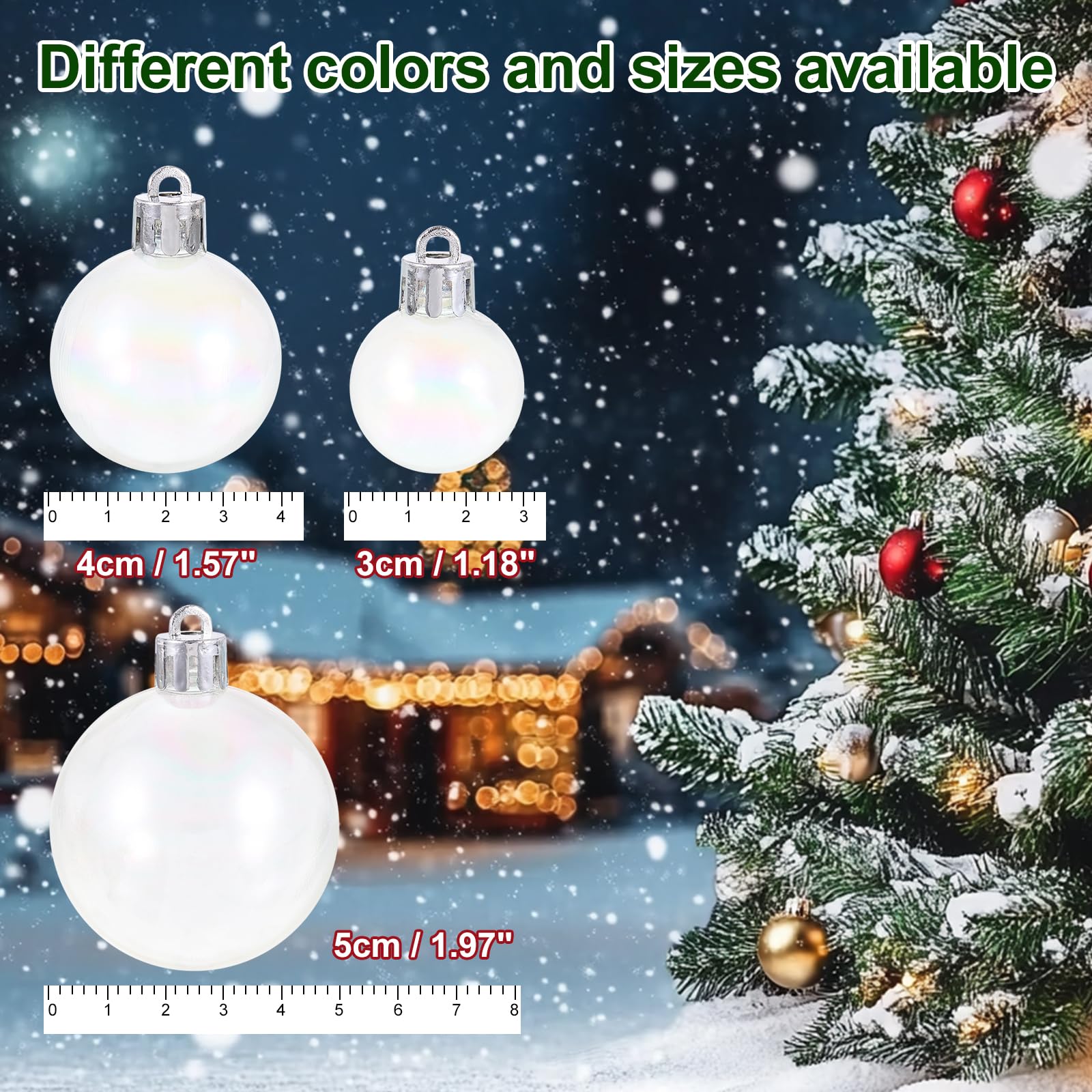 Boules Plastique Incassables Brillantes Lot De 30 Boules De Noël Irisées Transparentes Irisées - 4 Tailles Différentes - Décorations à Suspendre Pour Sapin De Noël - Blanc Décoration Arbre De Noël Multitailles