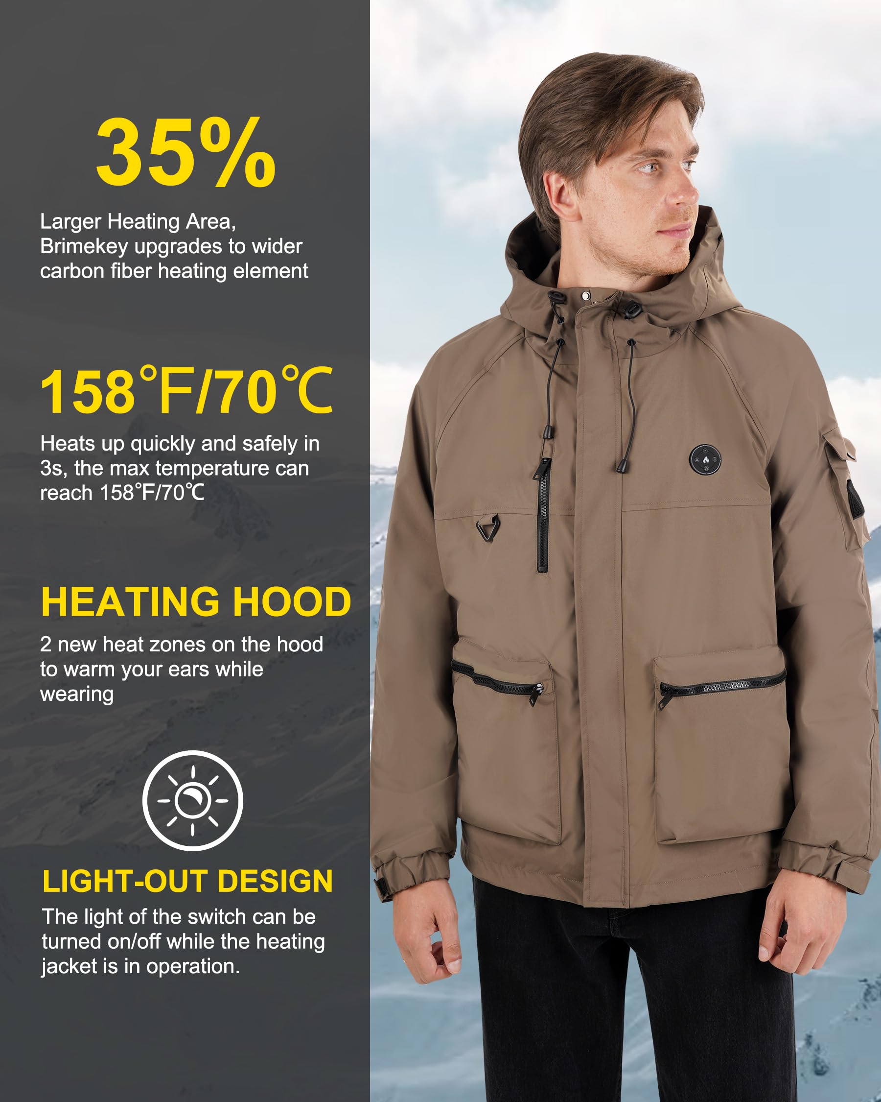 Veste Chauffante Homme avec Batterie Manteau Chauffant Homme et Femme Softshell avec 6 Zones de Chauffage