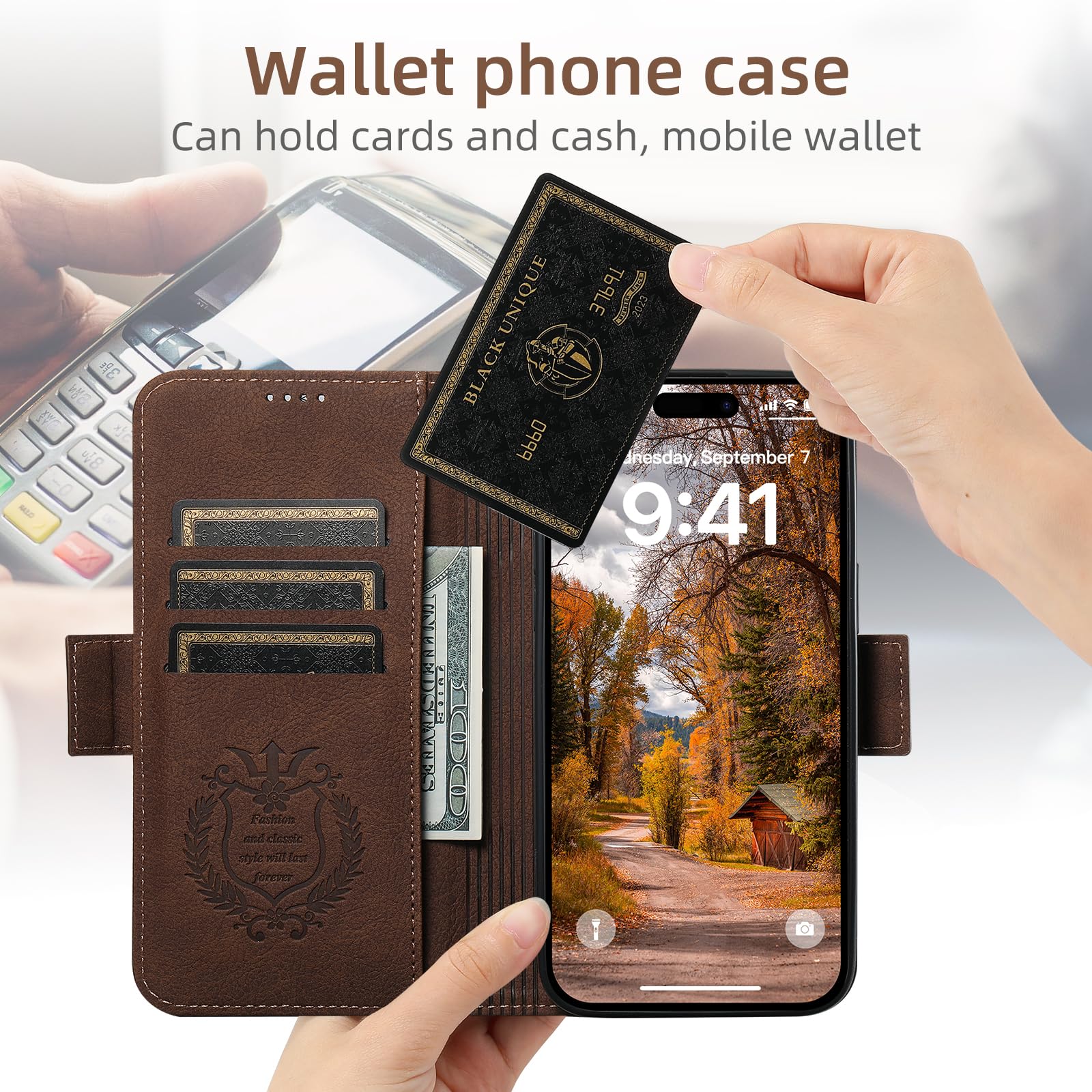 KAPPDE CaseWallet - Custodia a portafoglio per iPhone 13/13 Pro/13 Pro Max, custodia in pelle