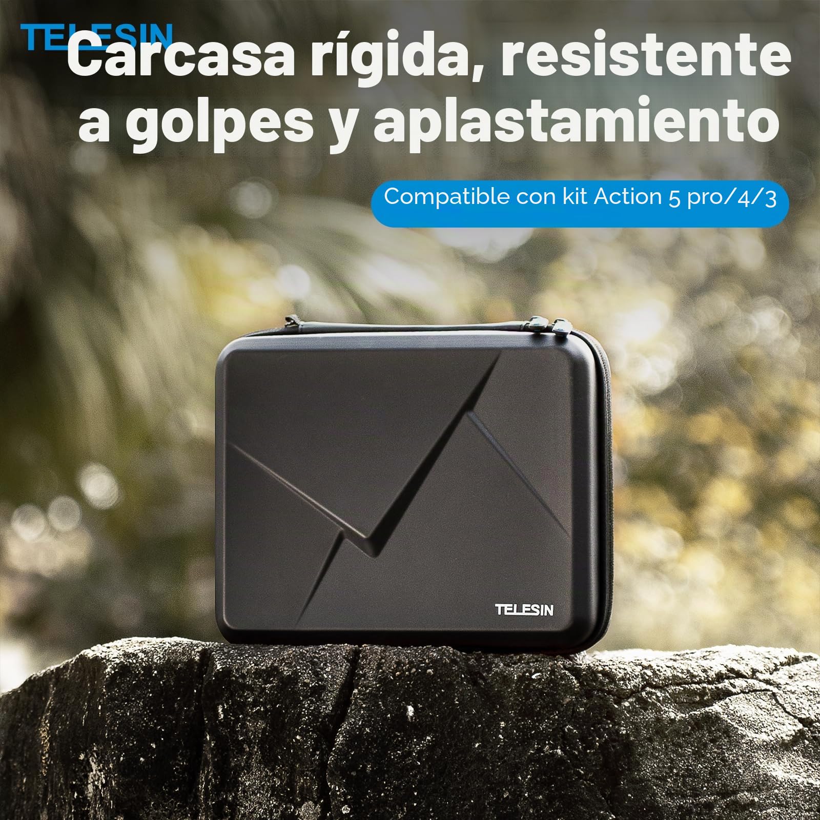 TELESIN Estuche Rígido Impermeable para dji Osmo Action 5/4/3, Grande | Impermeable, gran capacidad, organizador para cámara y accesorios.