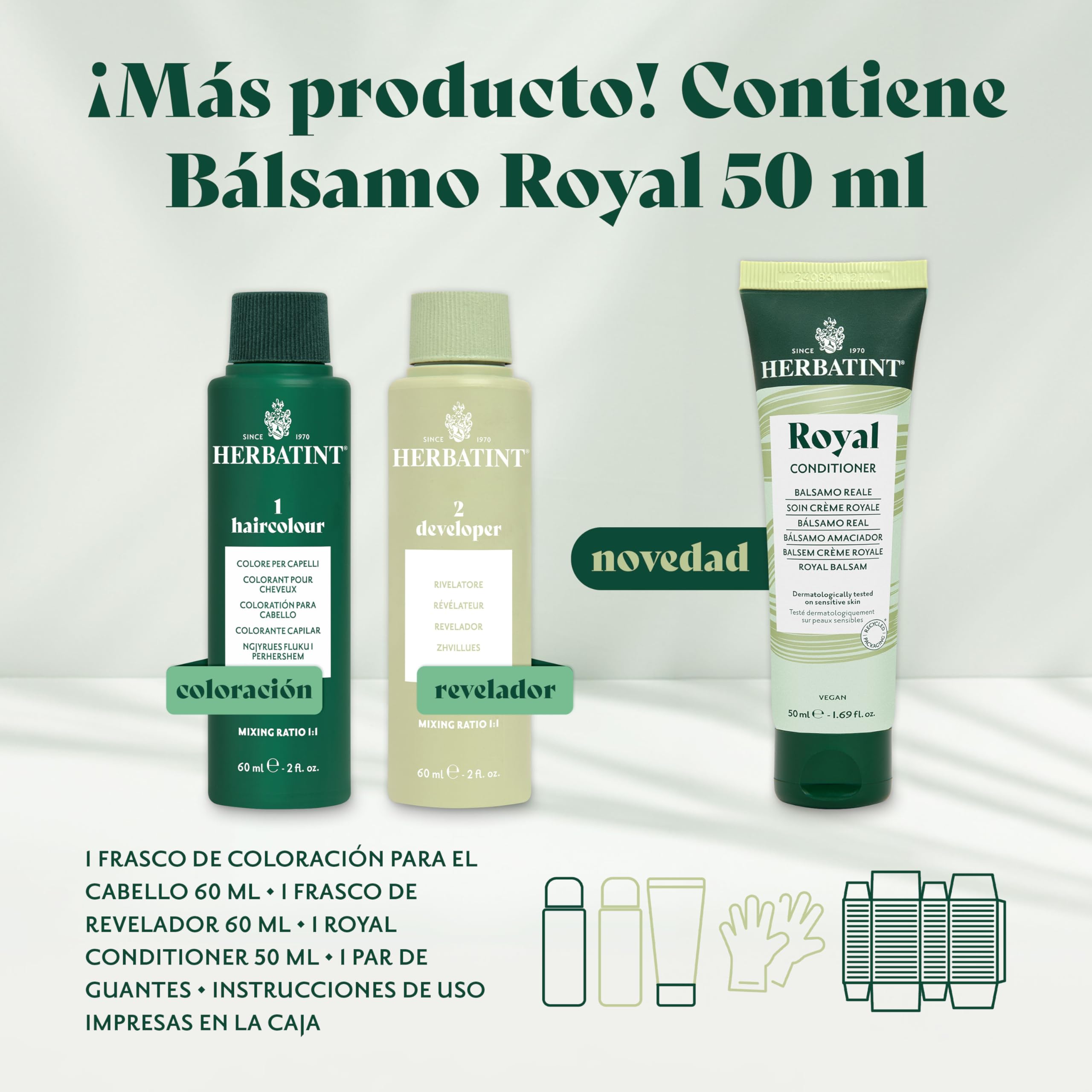 Herbatint Trwały żel do włosów farbowanie 1N czarny - 170 ml, bez amoniaku, 100% pokrycie siwych włosów, dla wrażliwej skóry, z 8 naturalnymi ekstraktami z biologicznych