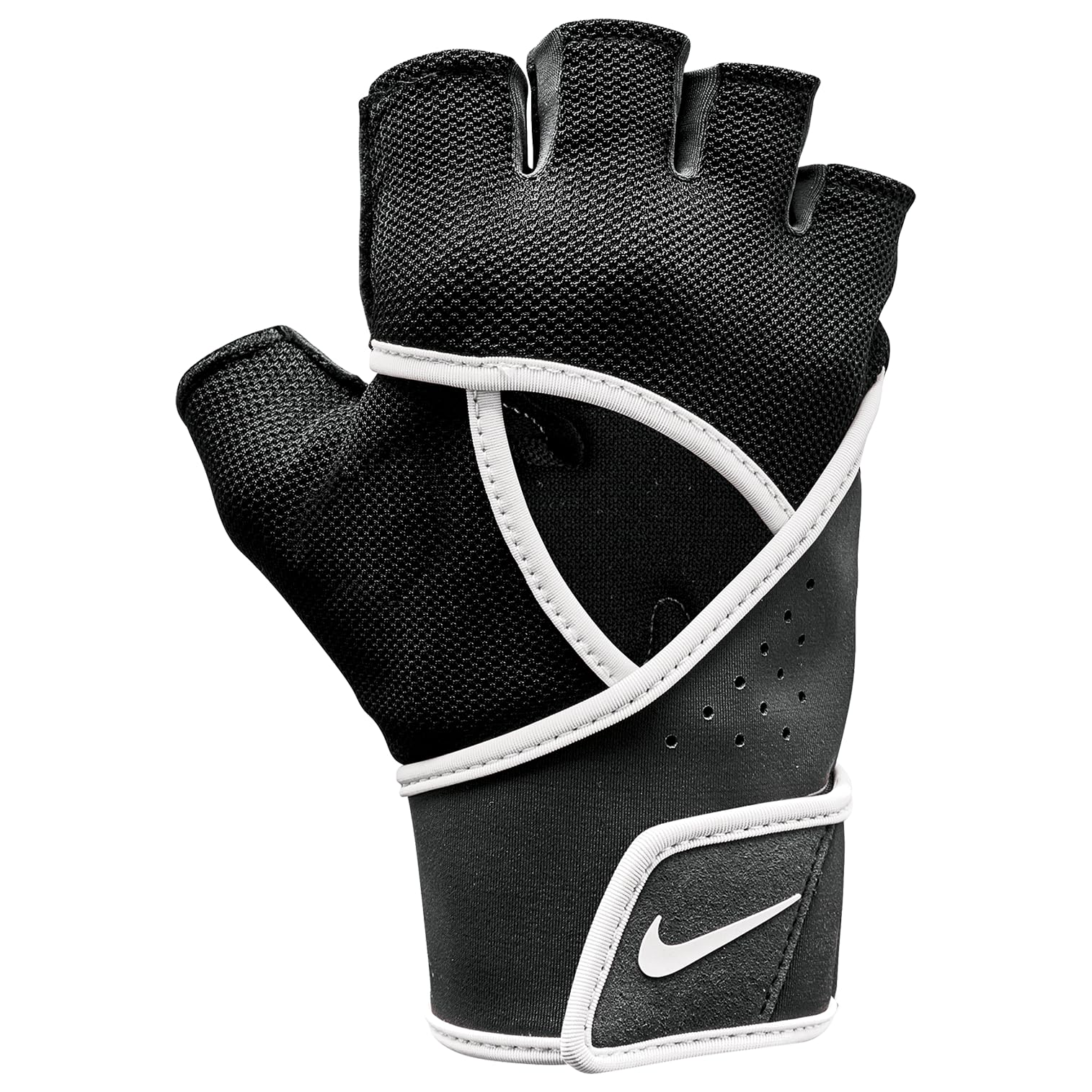 Nike Women's Gym Premium Fitness Gloves Training Workout Gym Grip Gloves, Black/White, L