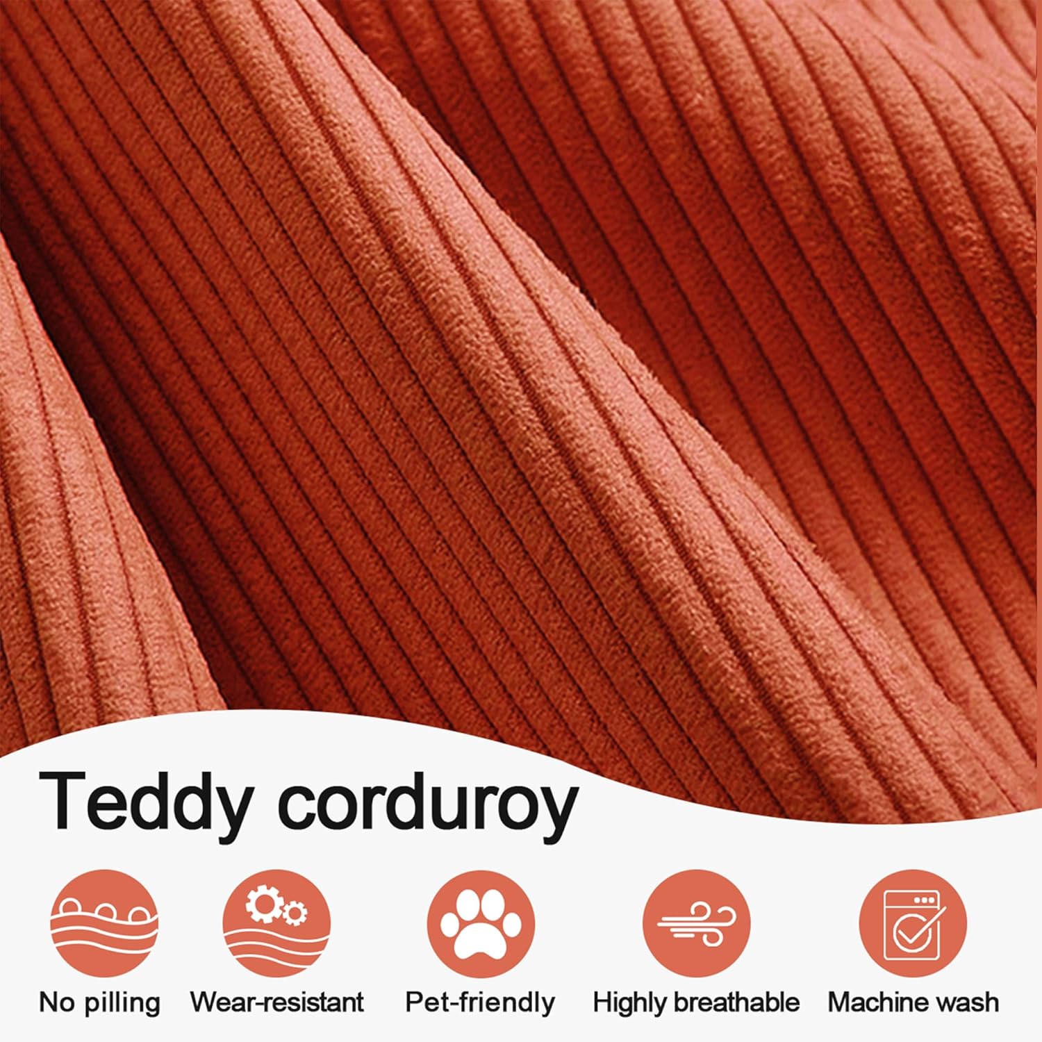 79" Convertible Sofa Bed with Pillows, Corduroy Folding Sleeper Sofa with Fixed-Shape Frame, Boneless Couch for Living Room Bedroom, Floor Sofa Lounge No Assembly Required (Orange) A - Style - Orange