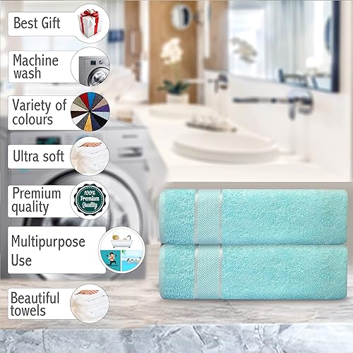 Miniatura 5 de Toallas de baño de lujo, 100% algodón, ultra suaves, de felpa, gruesas, esponjosas, altamente absorbentes, de secado rápido, para el hogar, piscina,