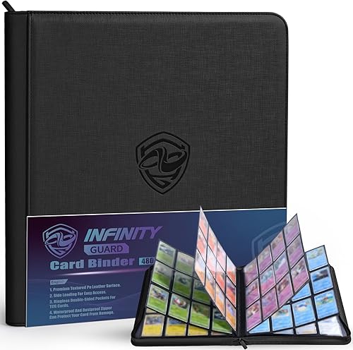 Infinity Guard Carpeta de 12 bolsillos para tarjetas coleccionables, carpeta de álbum de colección de tarjetas deportivas, soporte con 480 bolsillos