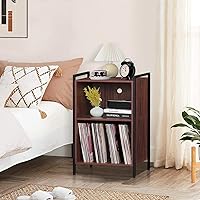 Vista 5 de LELELINKY Soporte para tocadiscos, soporte para tocadiscos de 3 niveles, armario de almacenamiento de discos de vinilo con marco de metal