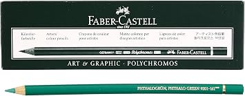 Faber Castel Polychromos Colored Pencils, 161, Phthalo Green, 6 Count
