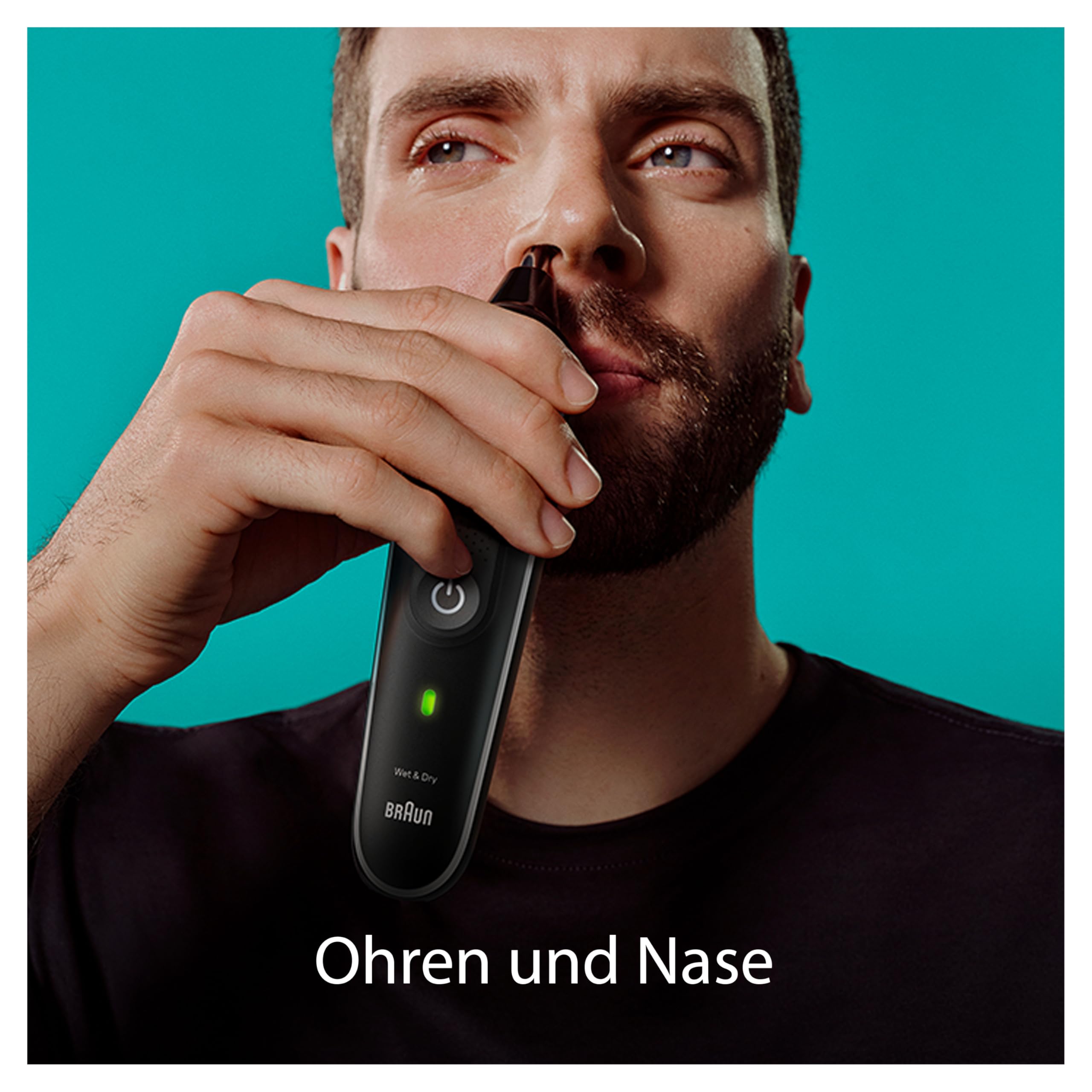 Braun All-In-One Trimmer-Set 5, 9-in-1 Multigroom, Barttrimmer, Nasenhaartrimmer, Haarschneidemaschine für Gesicht, Kopf und Körper, 100 Min. Akku, 14 Längen (3–21 mm), Wasserdicht, MGK5410, Schwarz