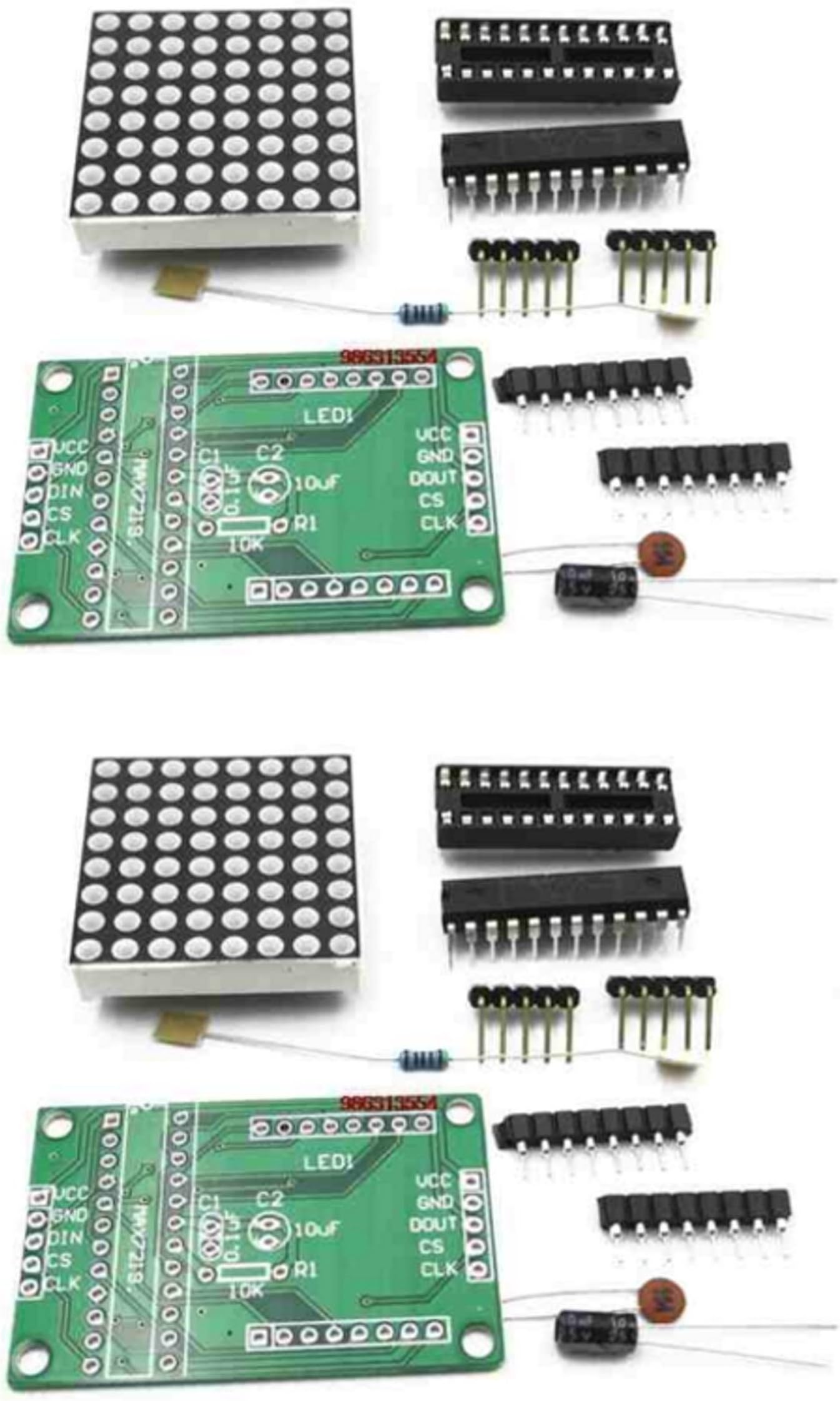 2pcs 8x8 Dot Matrix LED Display Module with MAX7219 Chip Driver Kit for Microcontroller Projects from
