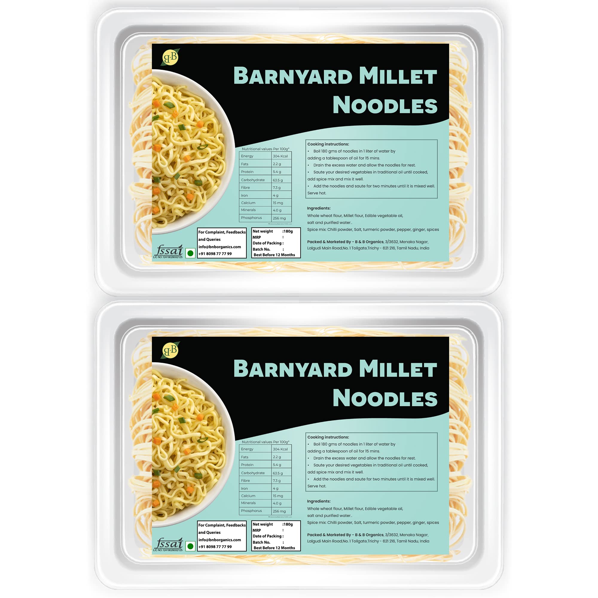 B&B Organics Barnyard Millet Noodles(Pack of 2-180g)/ Millet Noodles/Kuthiraivali Noodles. (B08FCKJ2MZ) Amazon Price History, Amazon Price Tracker