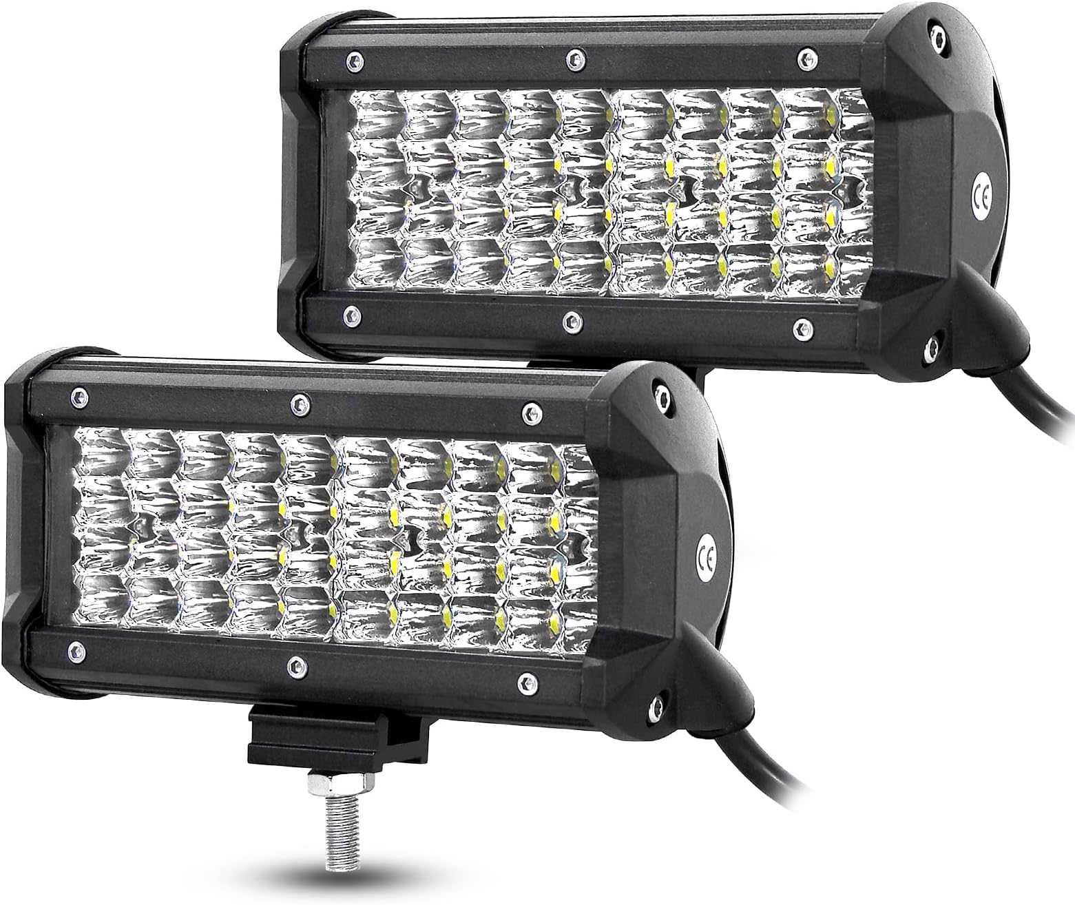 2 Spots LED 4 Pouces 300W - Pour 4x4, SUV, VTT - Blanc Froid 6000K, étanche - Idéal éclairage Travail Ou Brouillard