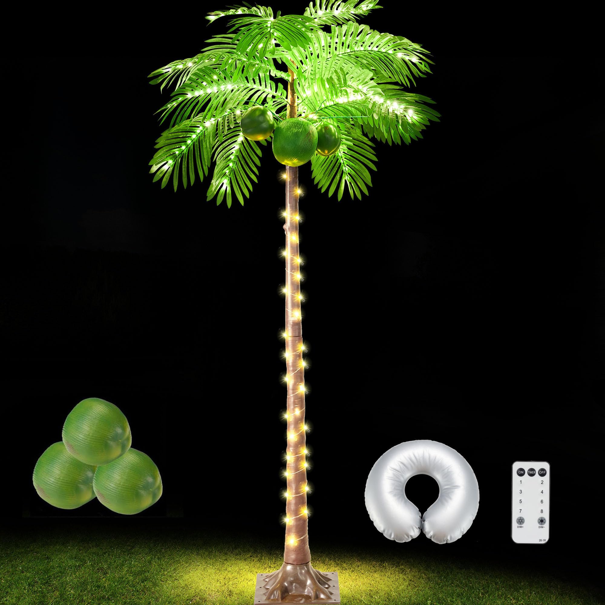 Spurgehom 8FT 524 LED Lighted Palm Tree with Coconuts Outdoor