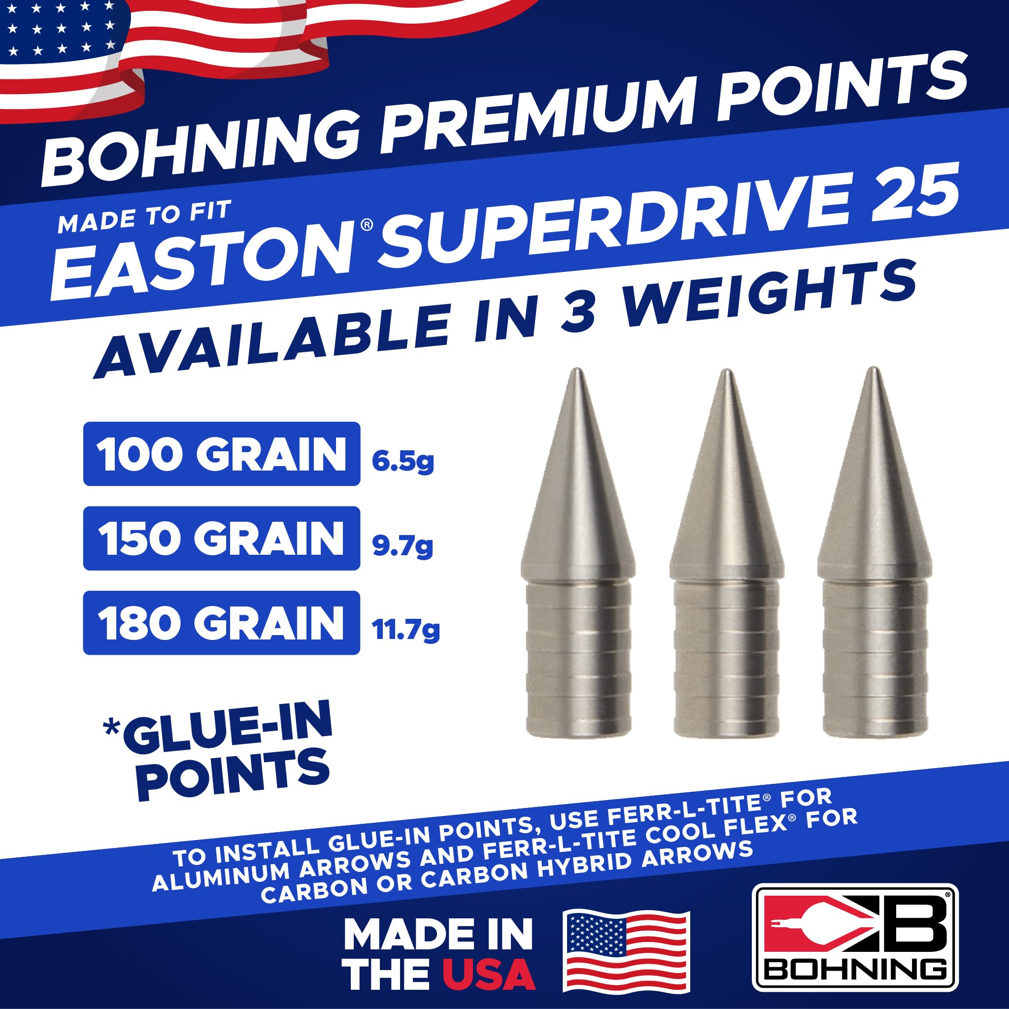 BOHNING Screw in Bullet Point, 9/32