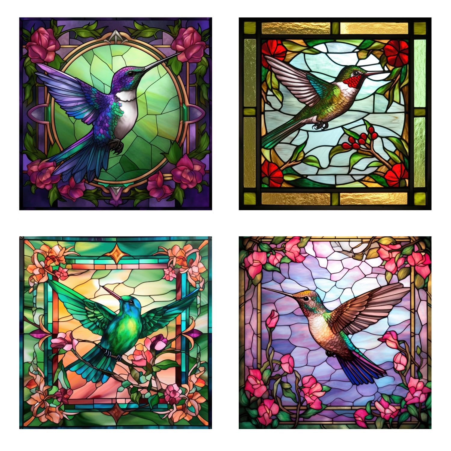 Stickers pour fenêtre colibri anti-collision oiseaux grande taille lot de 4