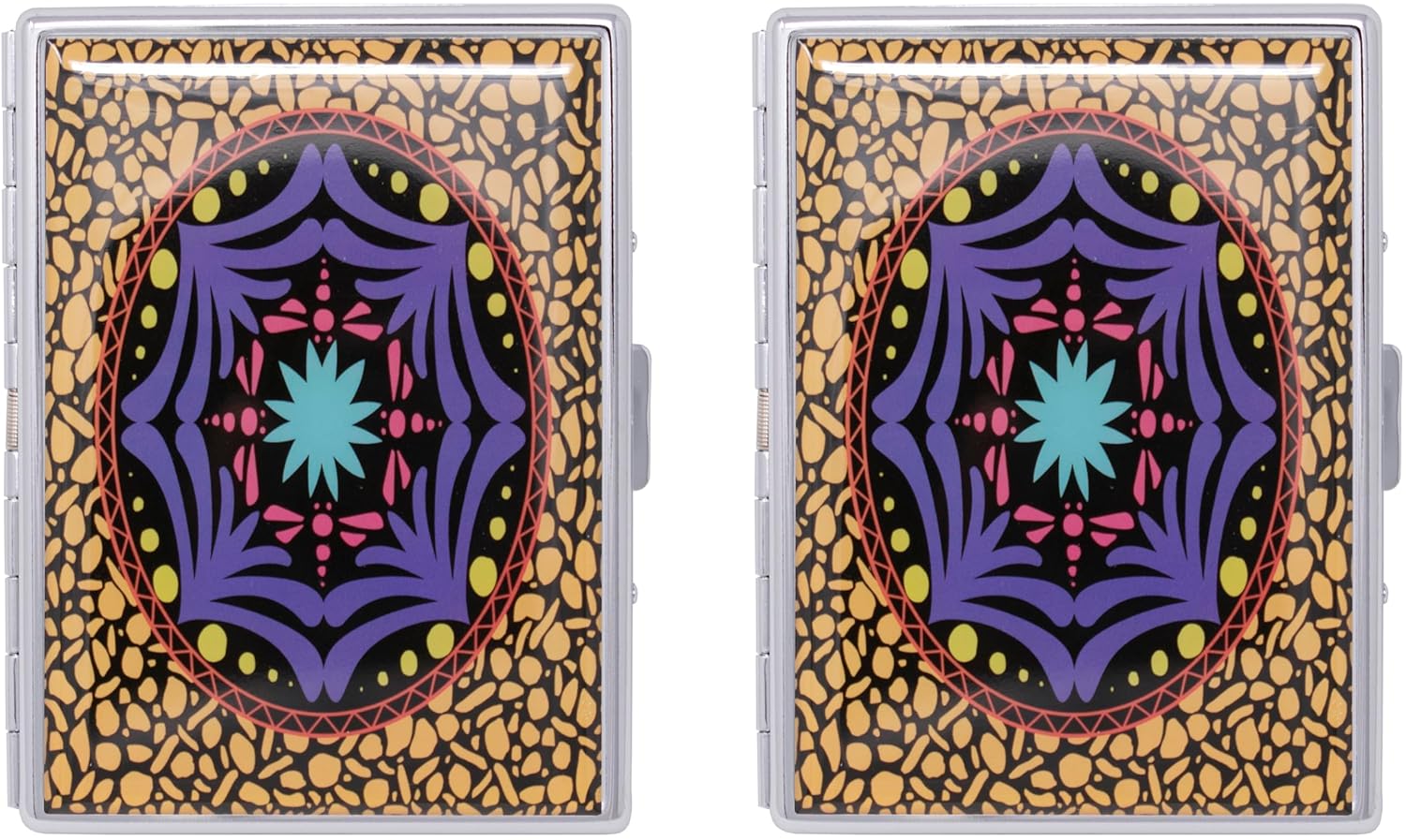 Set of 2 Metal-Plated 100s Ultra Compact Cigarette Case with Insert (Oval Temptation)