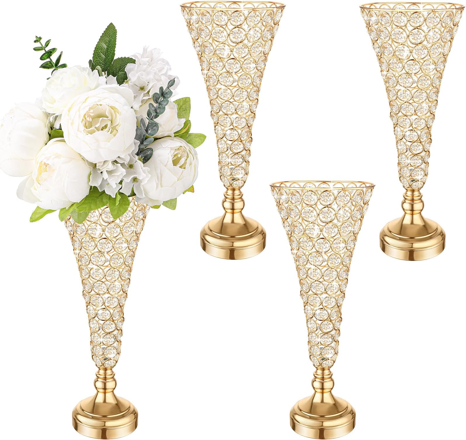 Weysat 10 Pcs Tall Vases for Centerpieces, 15 Inch Trumpet