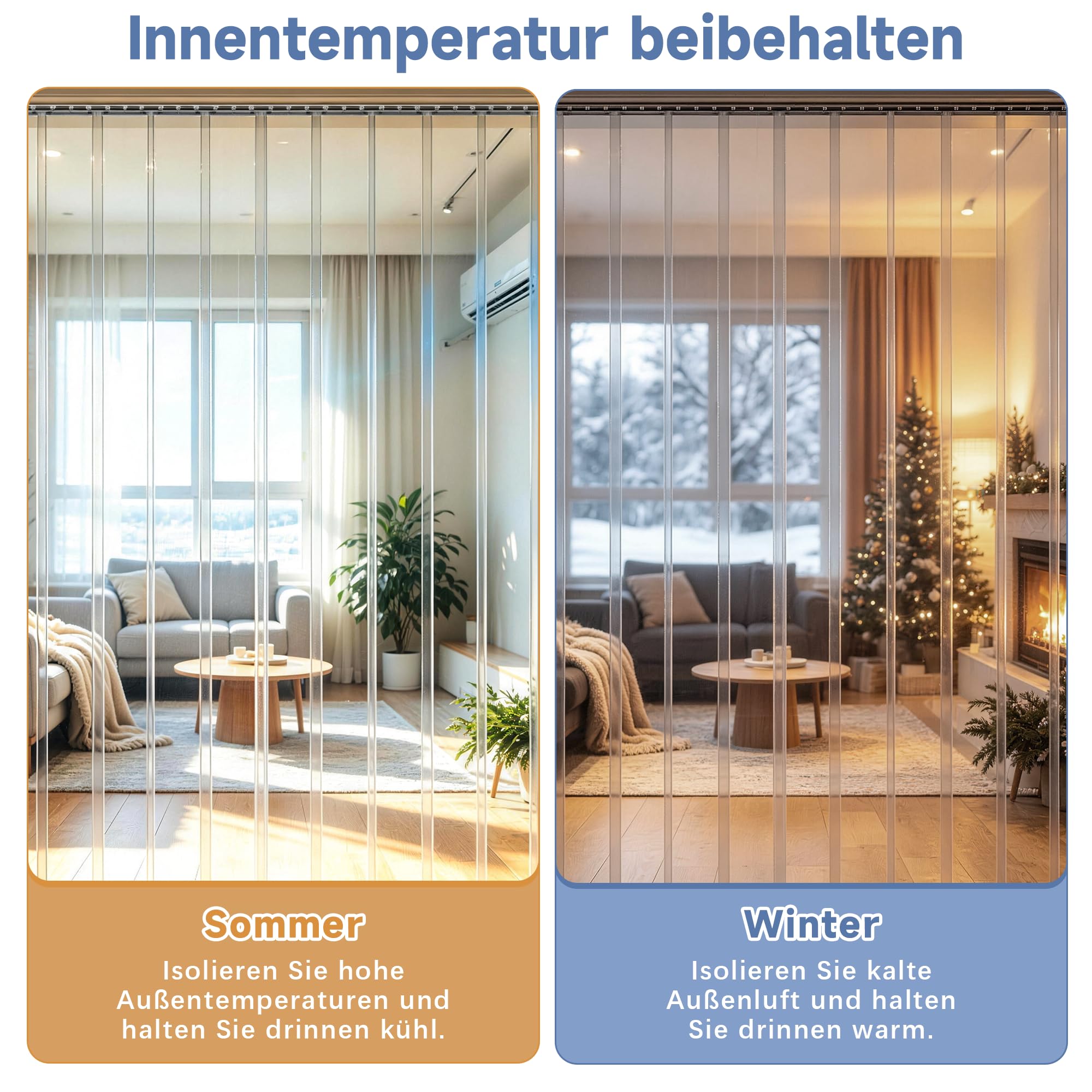 PVC Streifenvorhang Lamellenvorhang BxH 120 x 220cm Transparent